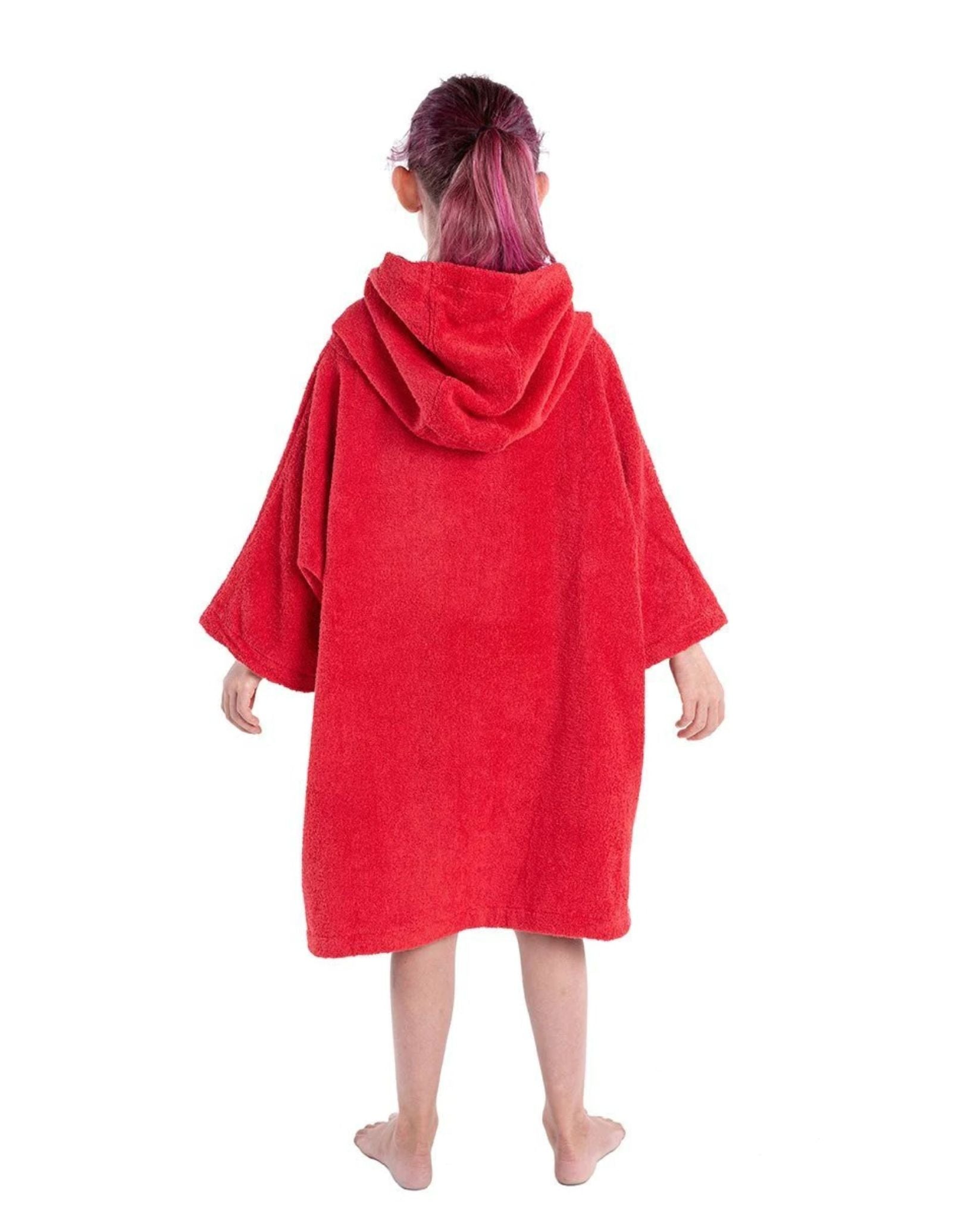 Organic Cotton Kids Short Sleeve Towel Poncho for Boys & Girls Ages 5-9 | Soft Hooded Bathrobe for Swimming, Beach & Pool Aftercare