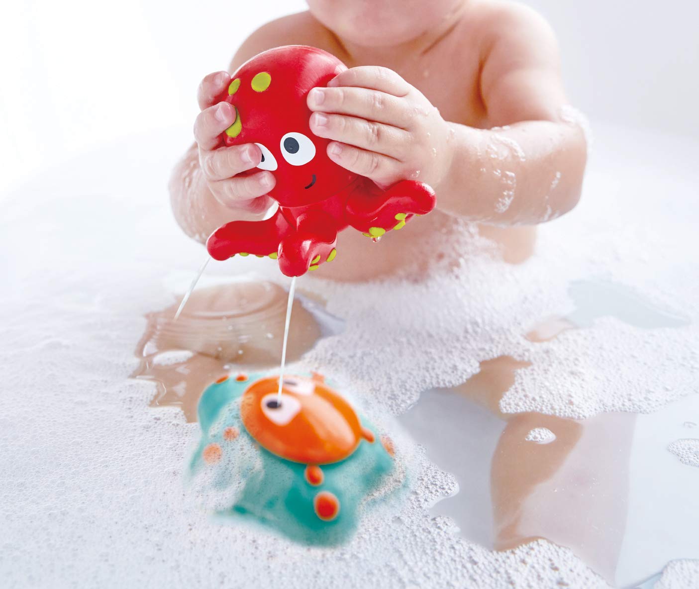Hape Ocean Floor Squirters Bath Toys for Babies & Toddlers - Non-Toxic Silicone Octopus & Starfish Set with Water Spouting & Suction - Fun Learning Toys for Bathtime & Pool Play