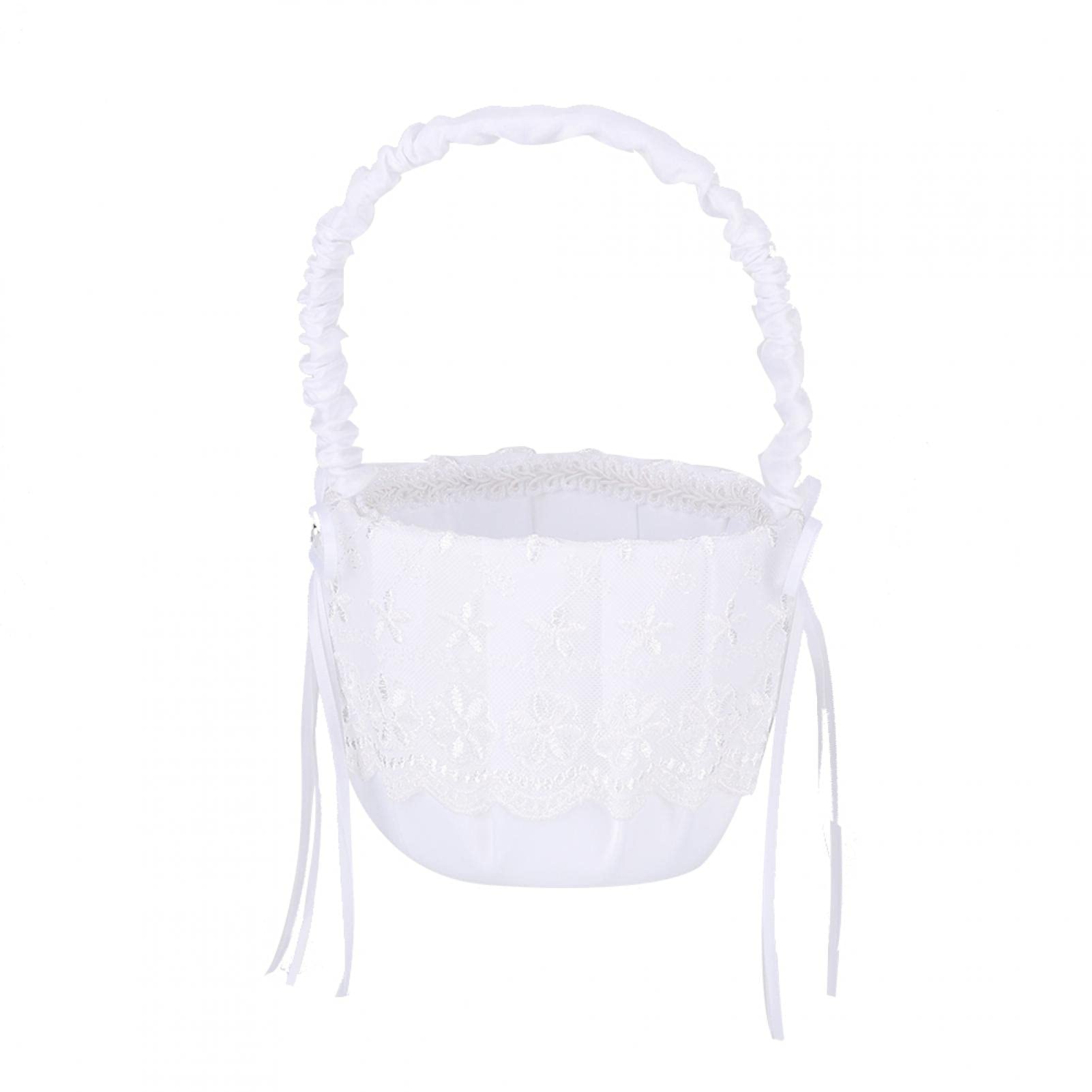 Elegant Ribbon Wedding Basket - Decorative Woven Storage Bin for Bridal Shower, Home Decor, and Gift Giving - Perfect for Wedding Props, Party Favors, and Friends Decorations