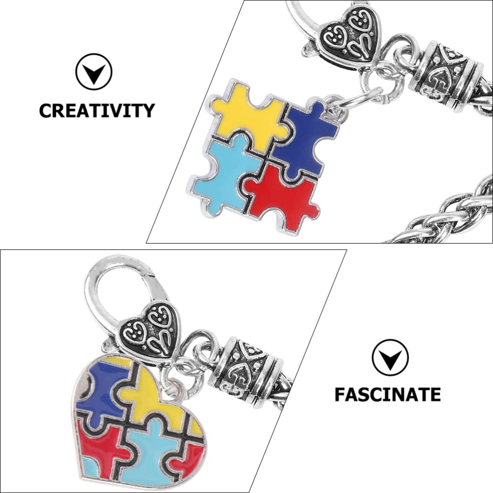 Cabilock Friendship Bracelet Set of 2 - Heart & Square Puzzle Jigsaw Charm Awareness Bracelets with Carnelian Stones | Gifts for Best Friends, Couples, or Awareness Events | Perfect for Valentine's Day, Birthdays, and Support Causes