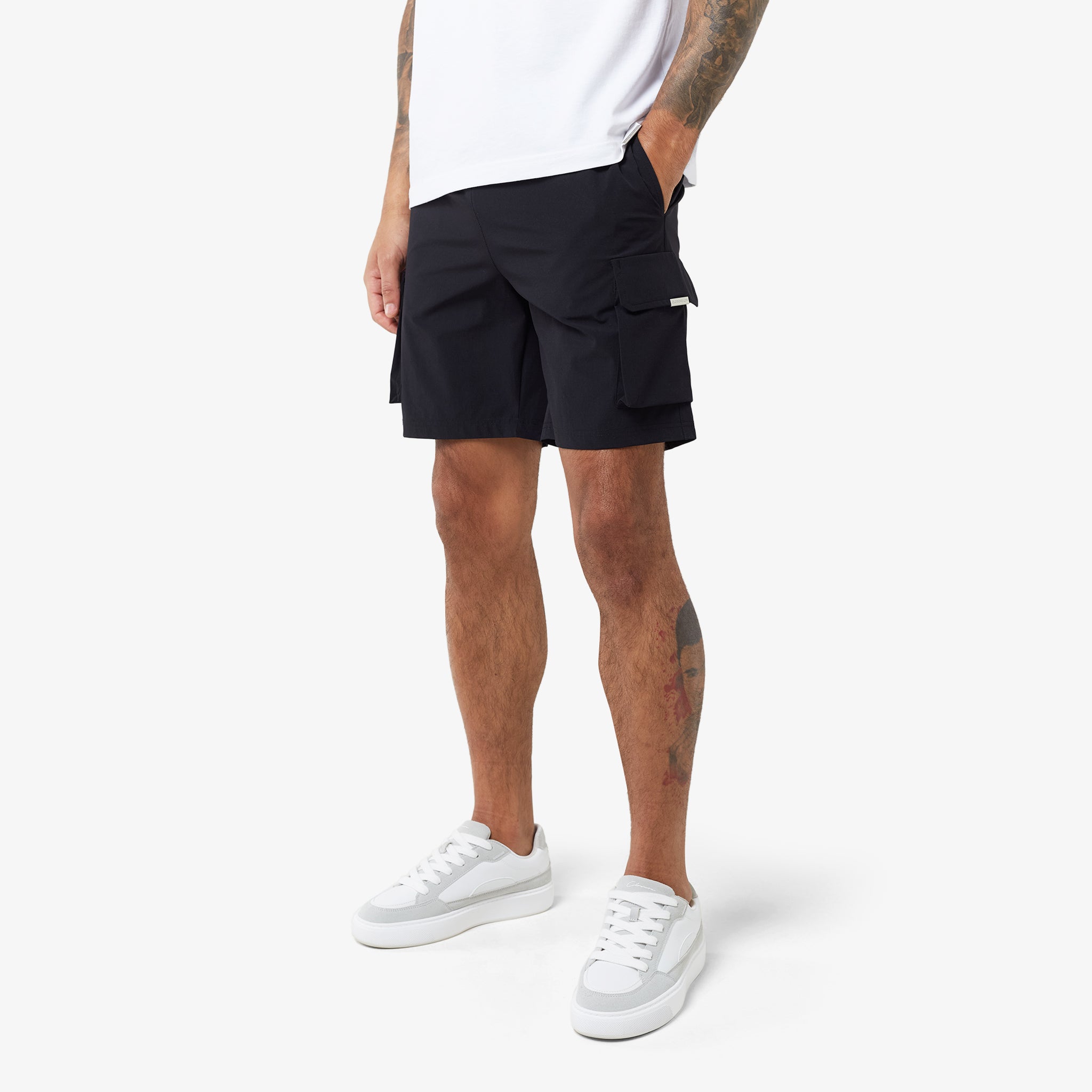 2 Pack Premium Tech Cargo Shorts for Men - Breathable Quick-Dry Workout & Travel Shorts (Black/Charcoal) | Perfect for Gym, Hiking, Travel & Casual Wear