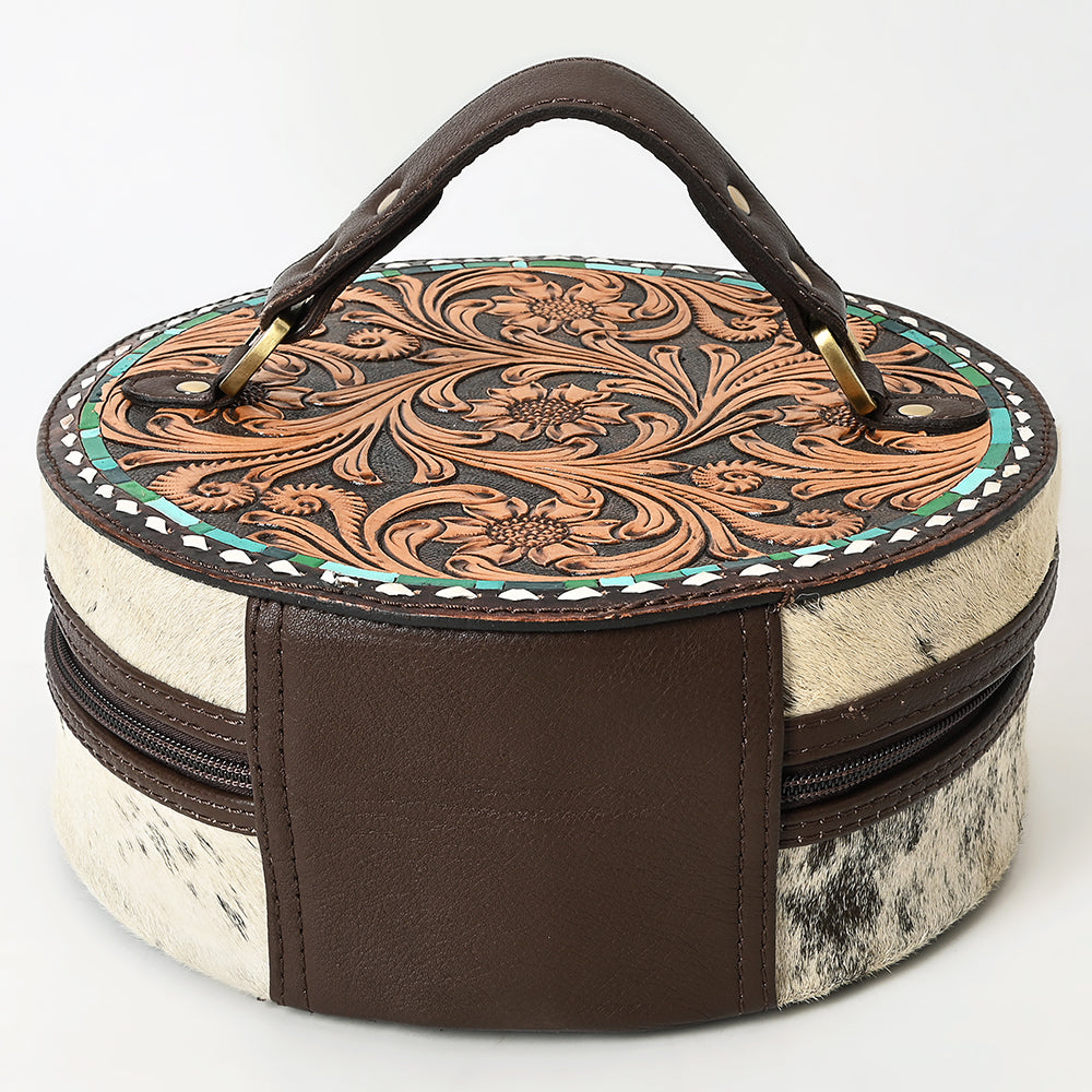 Genuine Leather Women's Western Handbag Purse - American Darling ADBGA317 Jewelry Case with Hand-Tooled Hair Design | Perfect for Cowgirl Fashion, Rodeo Events & Western Style Outfits