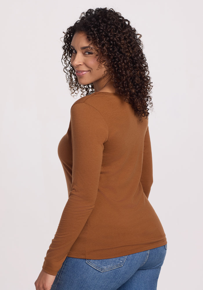 Layla Women's V-Neck Blouse in Sahara Dust - Casual Chic Tops for Work, Date Night & Everyday Wear