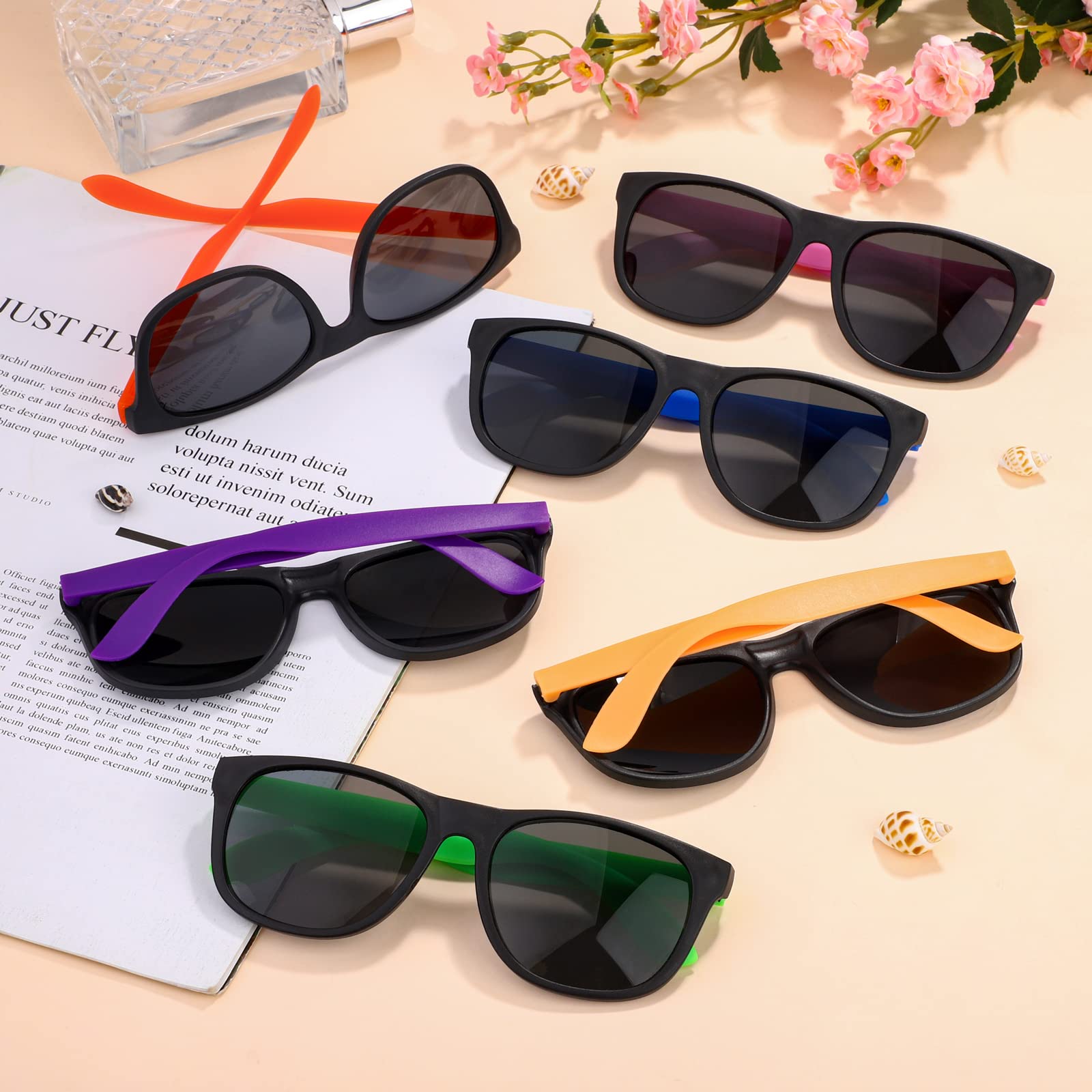 ELCOHO 48 Pack Neon Sunglasses Bulk - 80's Retro Style Party Sunglasses for Women & Men - Perfect for Beach, Pool Party, Rave, Festival & Summer Outdoor Activities