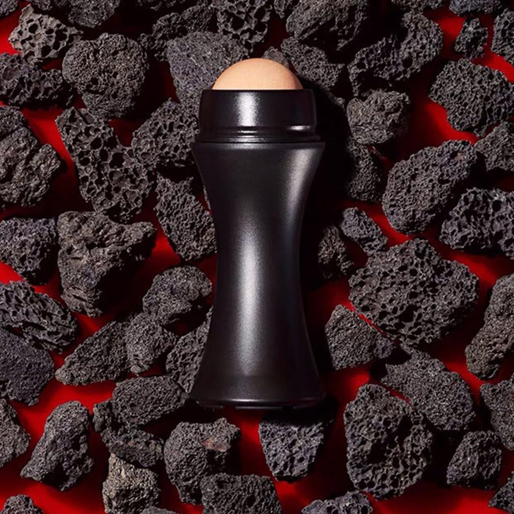 Natural Volcanic Stone Oil Absorbing Roller - Facial Pore Cleanser & Oil Removing Massage Stick for Makeup & Skin Care | Perfect for On-the-Go Touch Ups & T-Zone Shine Control