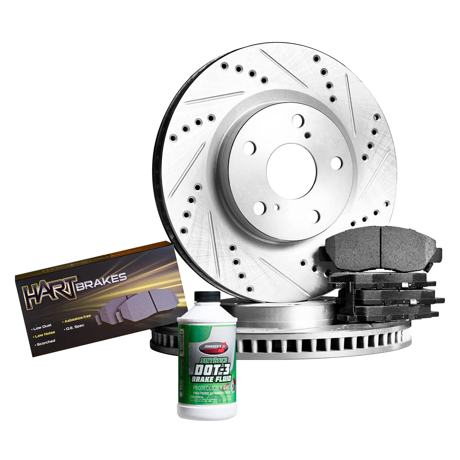 Hart PHC1.59037.03 Rear Brake Pads and Rotors Kit - Semi-Metallic Brake System for Cars, SUVs & Trucks | Durable Braking Performance for Highway & City Driving