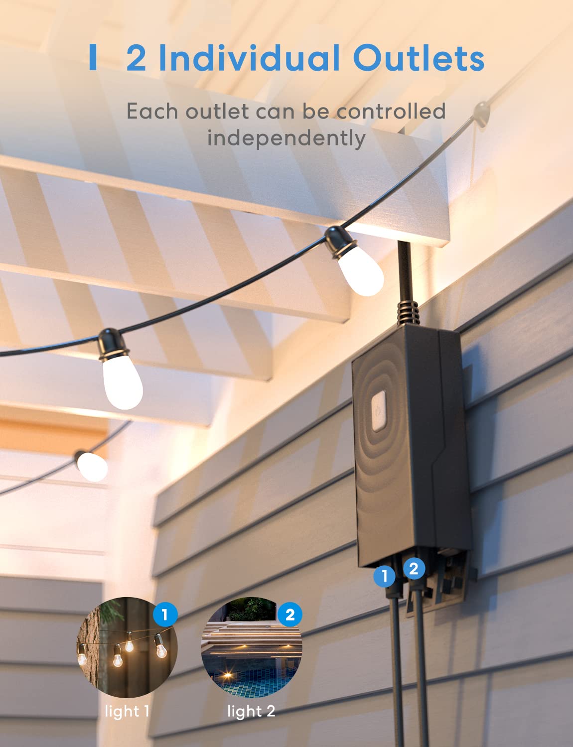 meross Smart Outdoor Plug - Waterproof WiFi Outlet for Apple HomeKit, Alexa, Google Assistant & SmartThings | Remote Control, Timer | FCC/ETL Certified | Perfect for Patio Lights, Holiday Decorations & Garden Equipment
