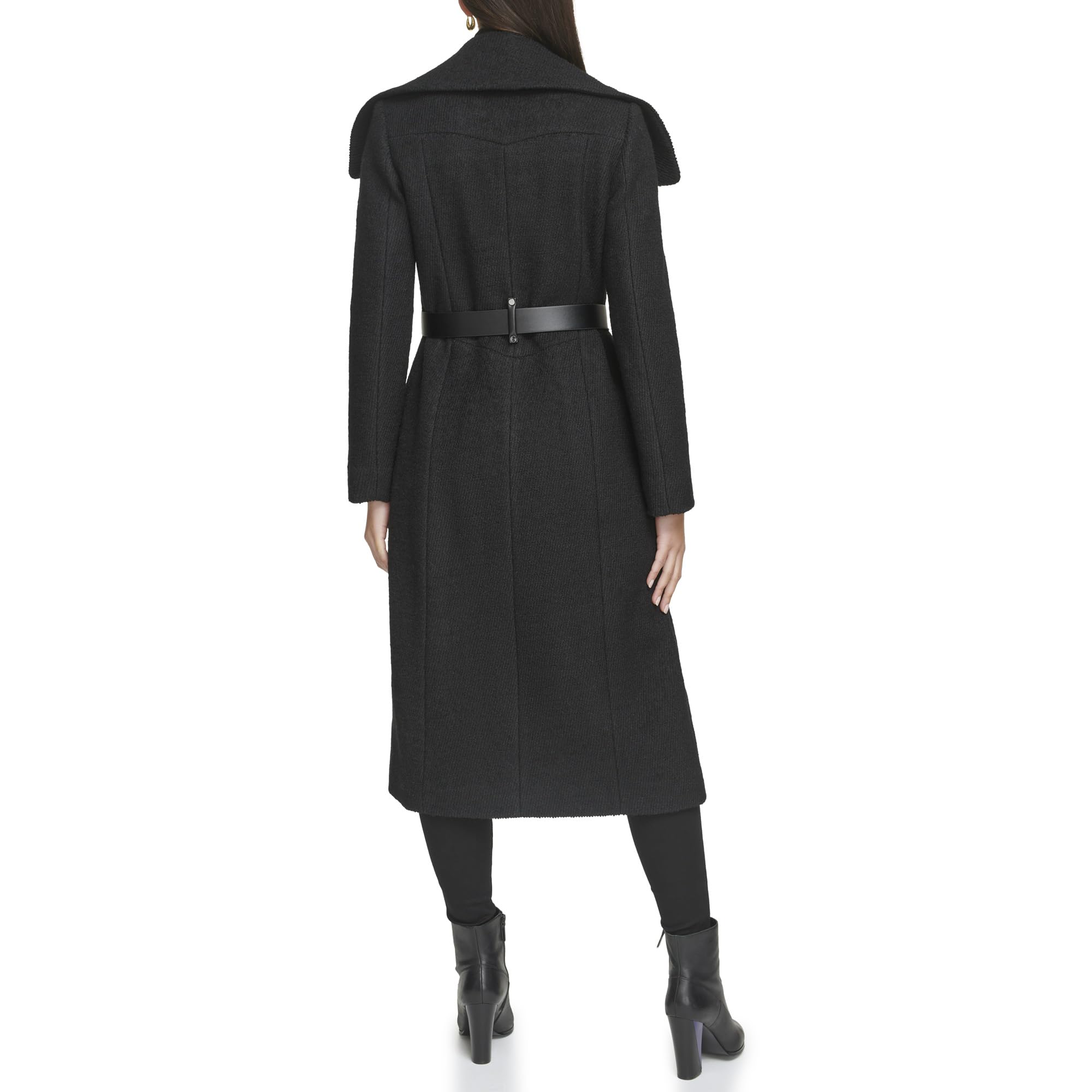 Kenneth Cole Women's Textured Twill Wool Blend Coat - Warm Winter Trench Coat for Office, Travel & Formal Occasions