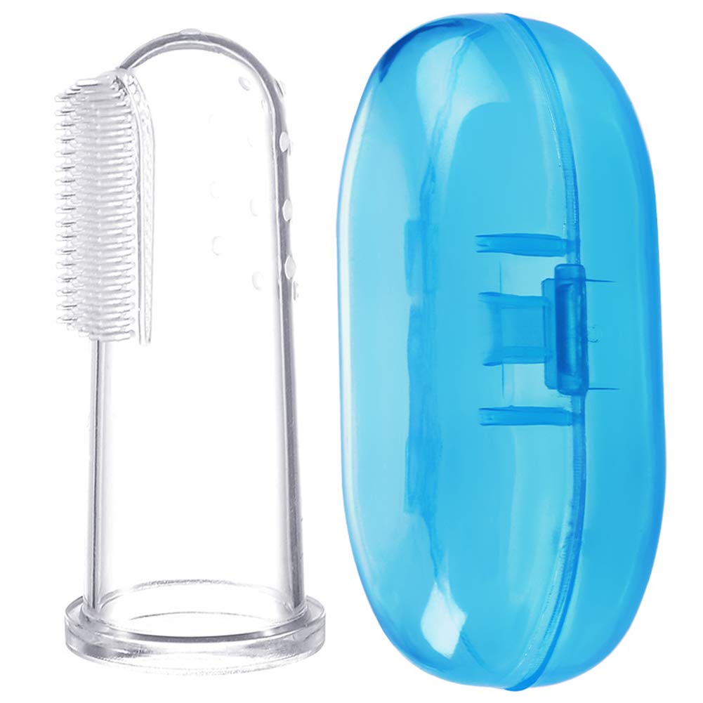 Arinda Soft Silicone Finger Toothbrush for Babies & Kids - Gentle Teeth Cleaning & Gum Massager (Pink/White/Blue) - Perfect for Infant Oral Care & Teething Relief