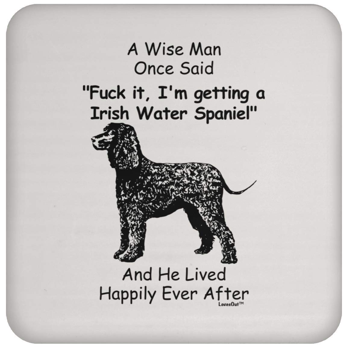 Funny Irish Water Spaniel Coaster Set - Unique Dog Lover Gifts for Men, Christmas 2022 Present, Bar & Home Decor Accessories - Perfect for Pub, Office Desk or Coffee Table Use