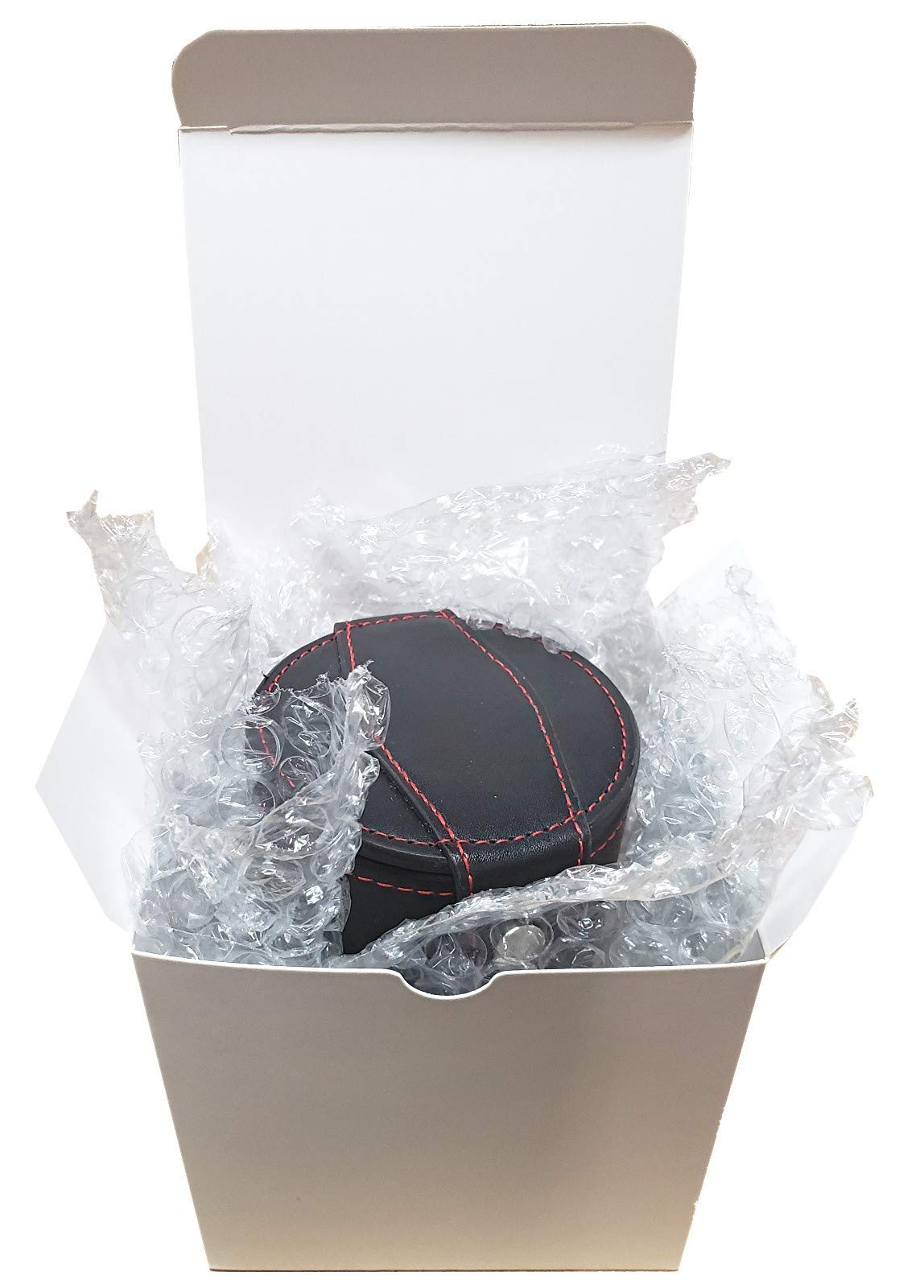 Black PU Leather Dice Cup Set with 5 Poker Dice - Gift Boxed for Poker & Board Games