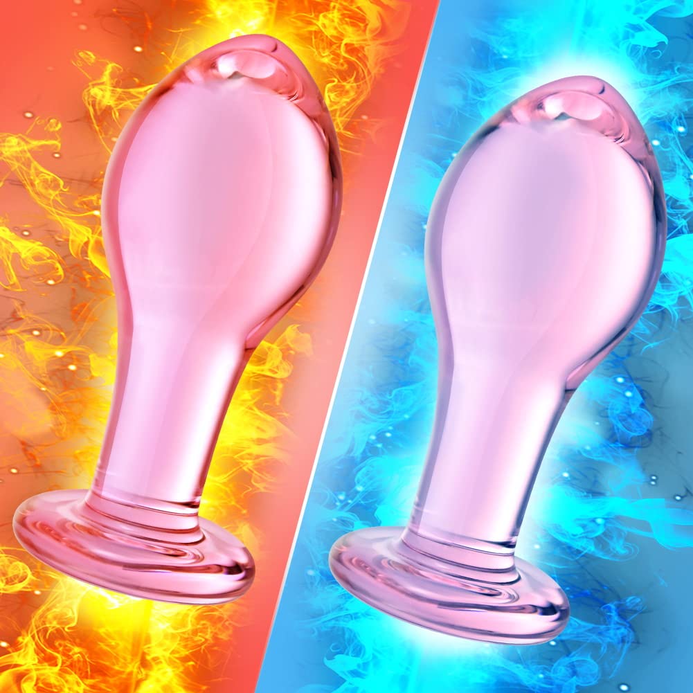 3Pcs Pink Crystal Glass Anal Plug Set - Small, Medium, Large Anal Trainer for Women & Men - Couples Sex Toys for Anal Stimulation & Masturbation - Perfect for Beginners, Solo Play & Intimate Couples Time