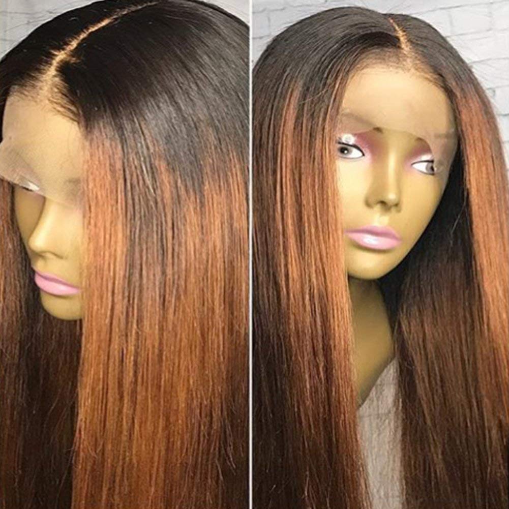 Ombre Blonde Human Hair Wig for Black Women - Glueless Lace Front Brazilian Virgin Hair Wig (1B/30, 14