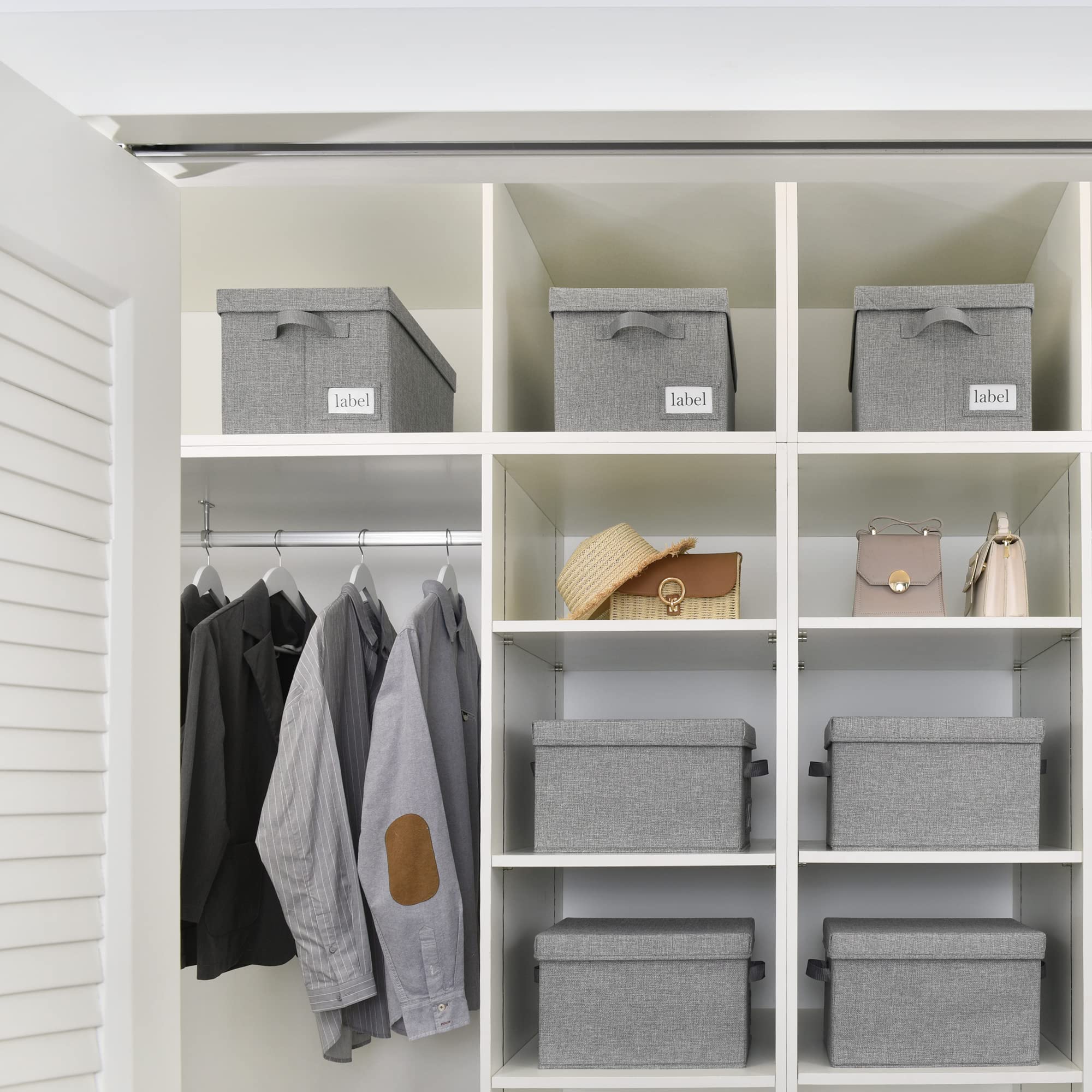 GRANNY SAYS 3-Pack Decorative Storage Containers & 3-Pack Clothing Storage Bins with Lids - Organize Closet, Bedroom, Nursery & Office Supplies