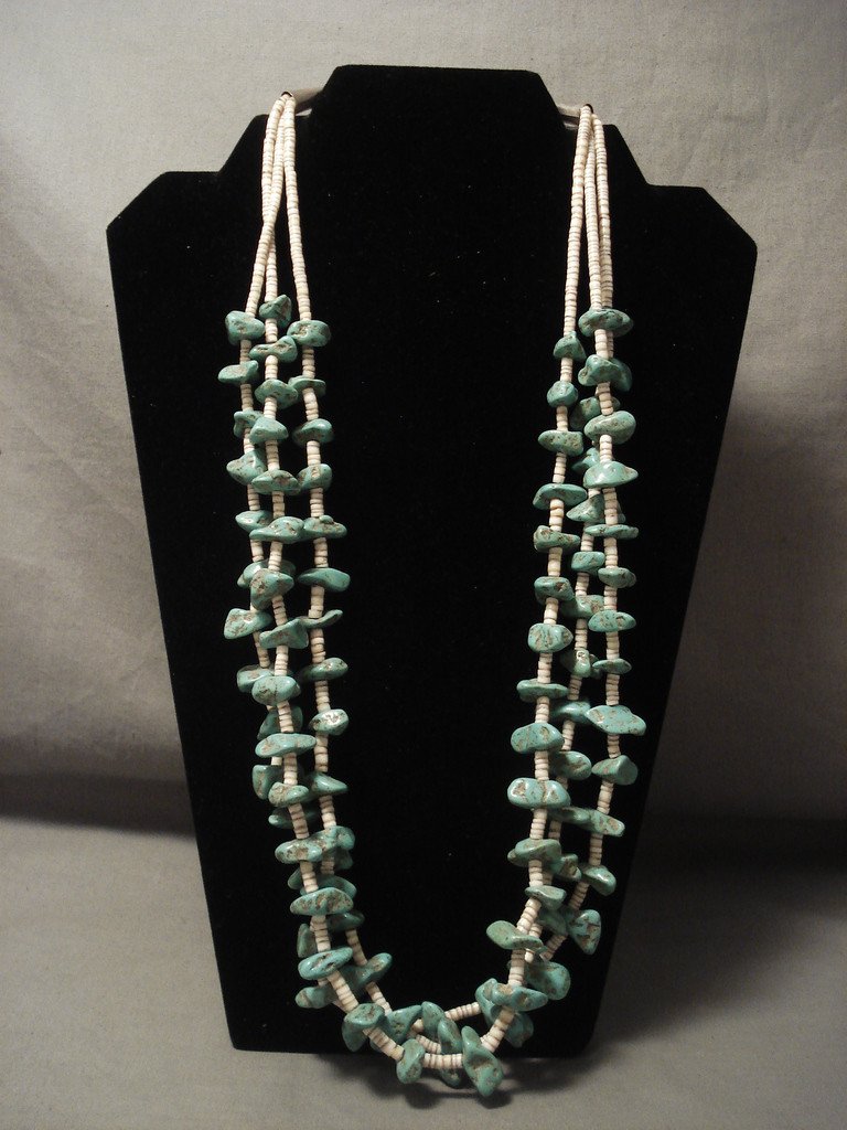 Vintage Navajo Native American Turquoise Necklace - 155g Handcrafted Green Turquoise Jewelry for Women, Perfect for Boho Fashion & Cultural Events