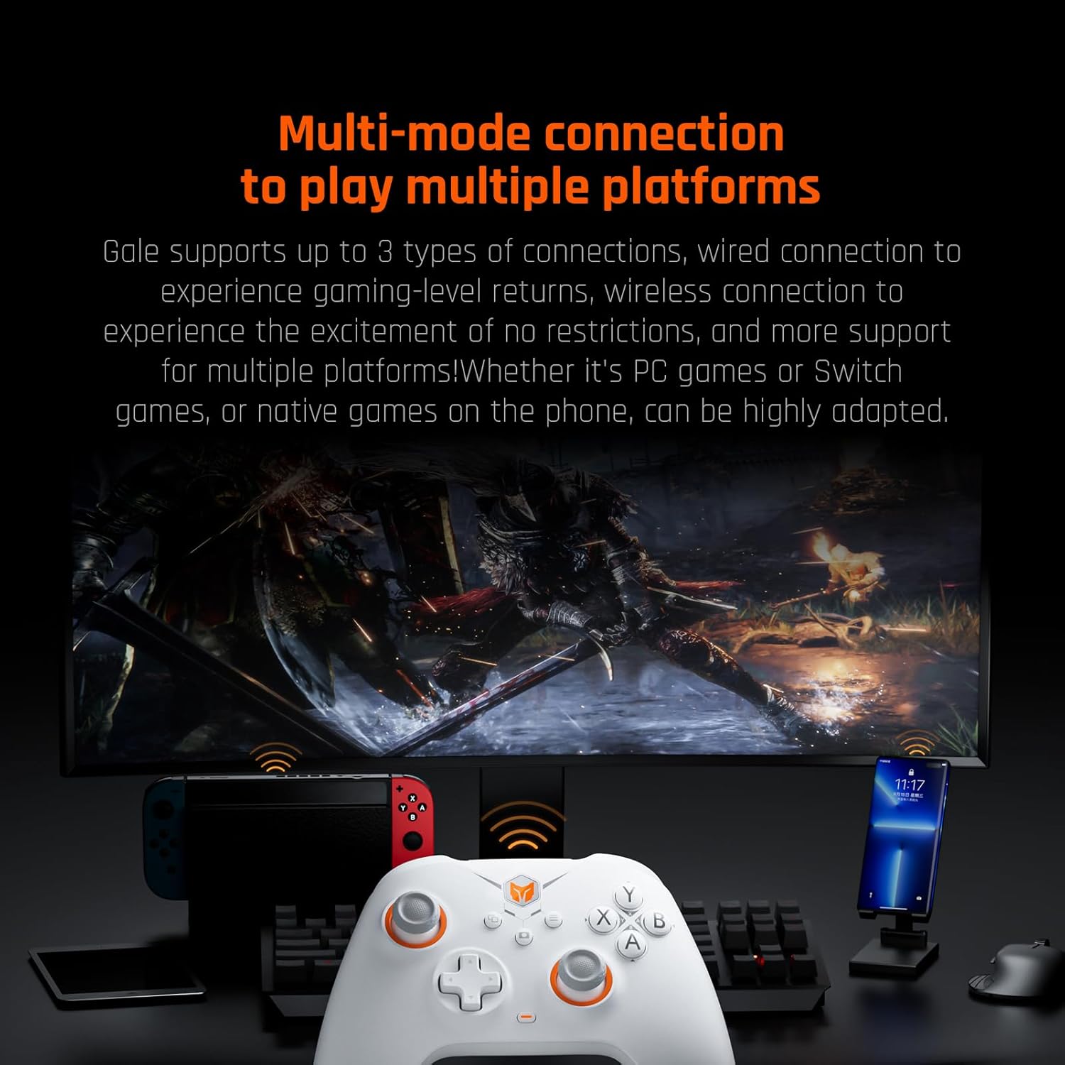 BIGBIG WON Gale Combo Wireless Gaming Controller for PC, PS4, PS5, Xbox - Ergonomic Design with Dual Vibration - Perfect for FPS, Racing & Sports Games