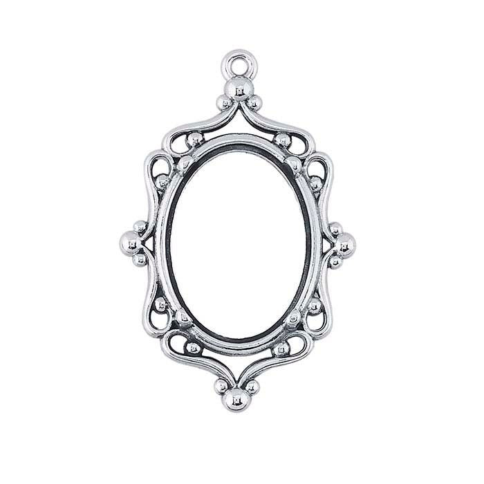 18x13mm Sterling Silver Filigree Oval Cabochon Pendant Setting - 4 Prong Jewelry Mounting, Handcrafted in USA | Perfect for DIY Necklace Making & Gemstone Jewelry Designs