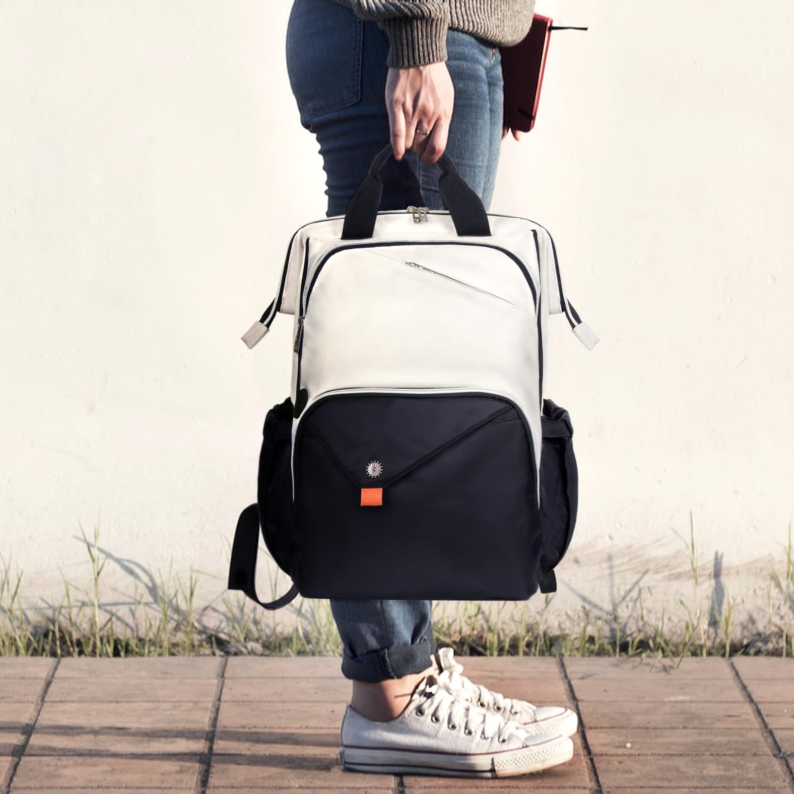 Hap Tim 17 Inch Laptop Backpack for Men & Women - Waterproof Travel Backpack with USB Charging Port, Work Backpack for Office, Nurse, Teacher - Carry On Backpack for Business Trip & College - Khaki Black (7651-BH) | Perfect for Daily Commute, School & Airplane Travel
