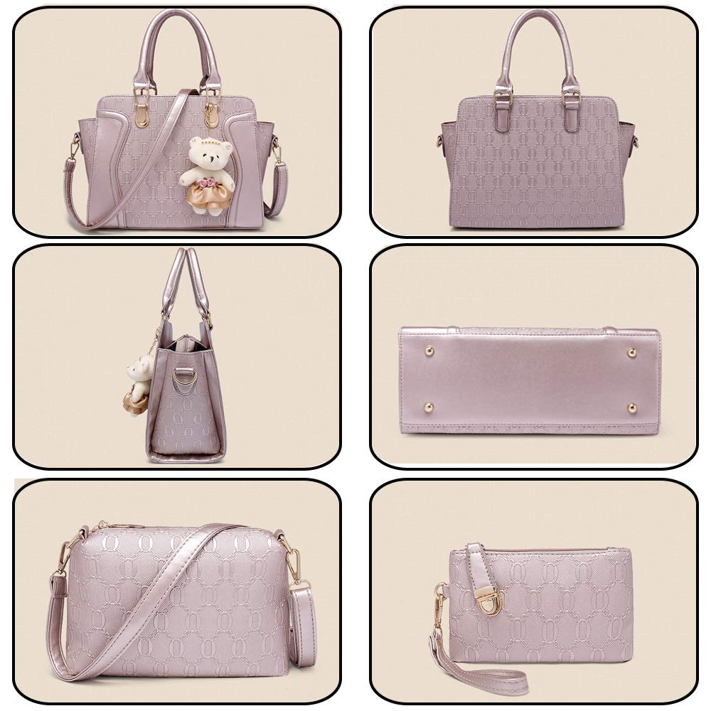 Stylish PU Leather Handbag & Shoulder Bag Set - Fashion Tote, Messenger Bag, Wallet & Card Holder (4-Piece) - Perfect for Work, Travel & Everyday Use