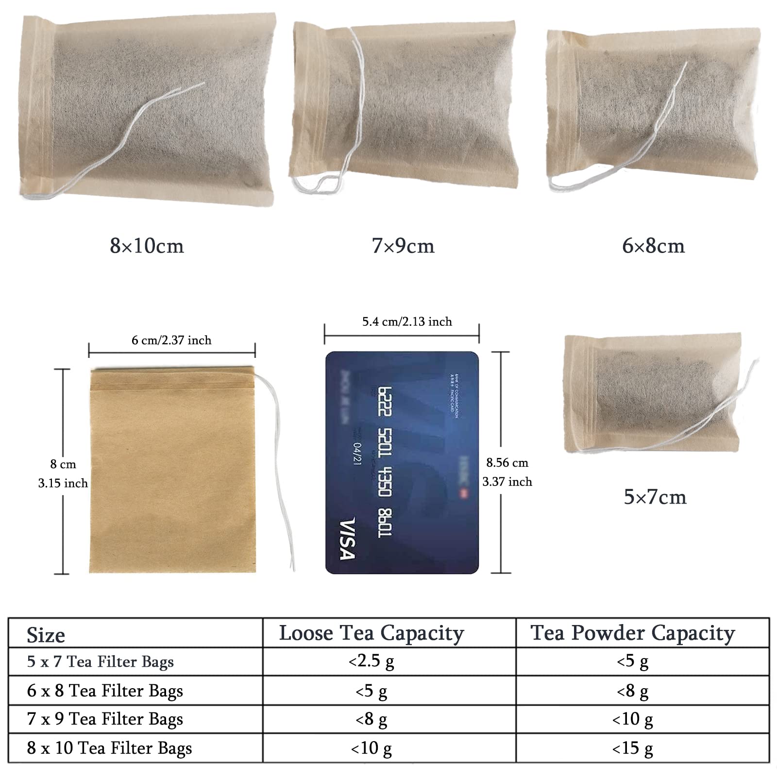 NEPAK 600 Pcs Disposable Tea Bags with Drawstring - Empty Tea Filter Bags for Loose Leaf Tea (2.36 x 3.15 Inch) - Perfect for Home Brewing, Iced Tea & DIY Herbal Blends