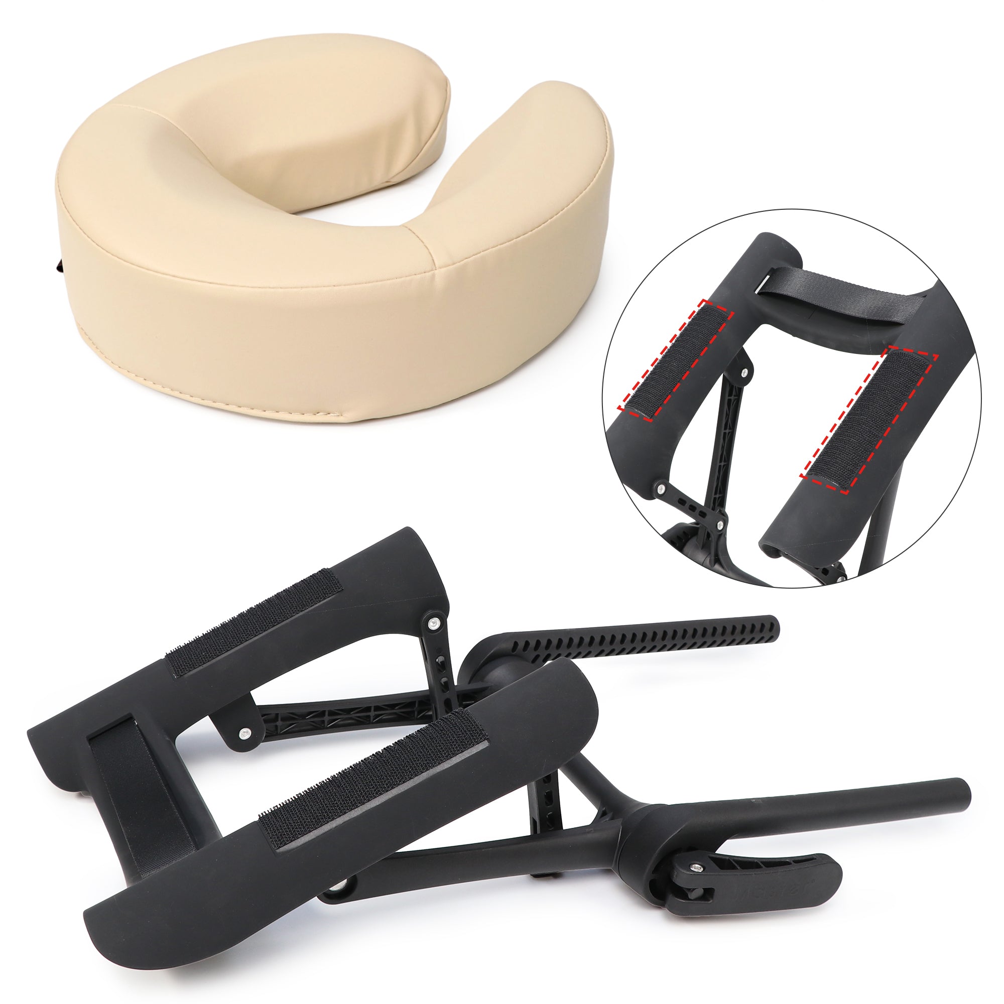 MASTER MASSAGE Universal Deluxe Ergonomic Adjustable Massage Table with Face Cradle & Comfort Pillow Set - Black | Professional Massage Therapy, Spa Relaxation, Physical Therapy