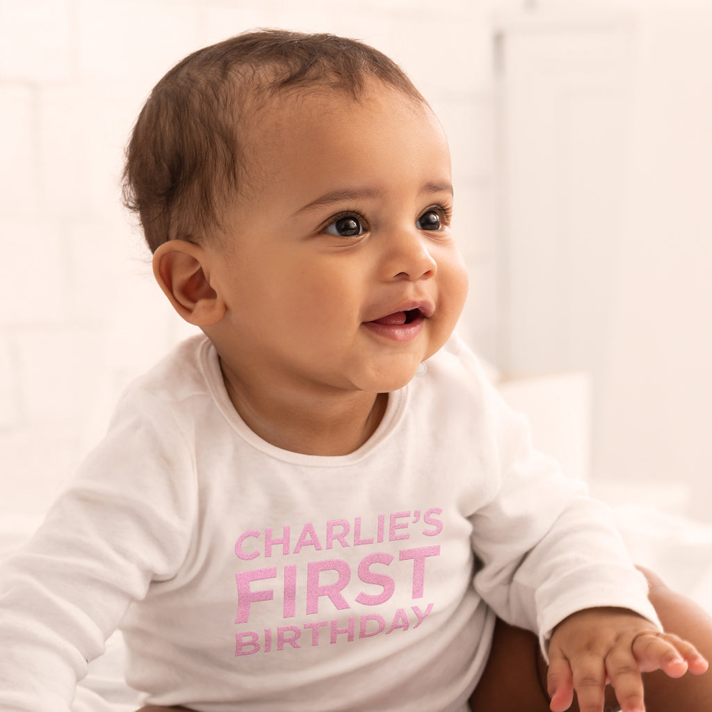 Personalized My First Birthday Long Sleeve T-Shirt and Bib Set - Baby Boy/Girl Gift for 1st Birthday Party, Photo Shoot & Milestone Celebration