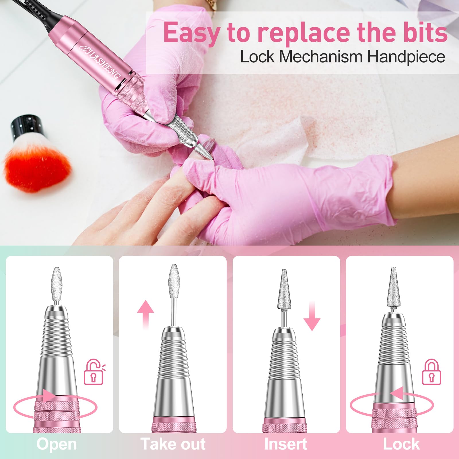 Professional Electric Nail Drill Kit 30000 RPM - Compact Nail File Machine for Acrylic & Gel Nails - Manicure Pedicure Tools for Salon & Home Use - Perfect for Nail Art, Extensions & Polish Removal