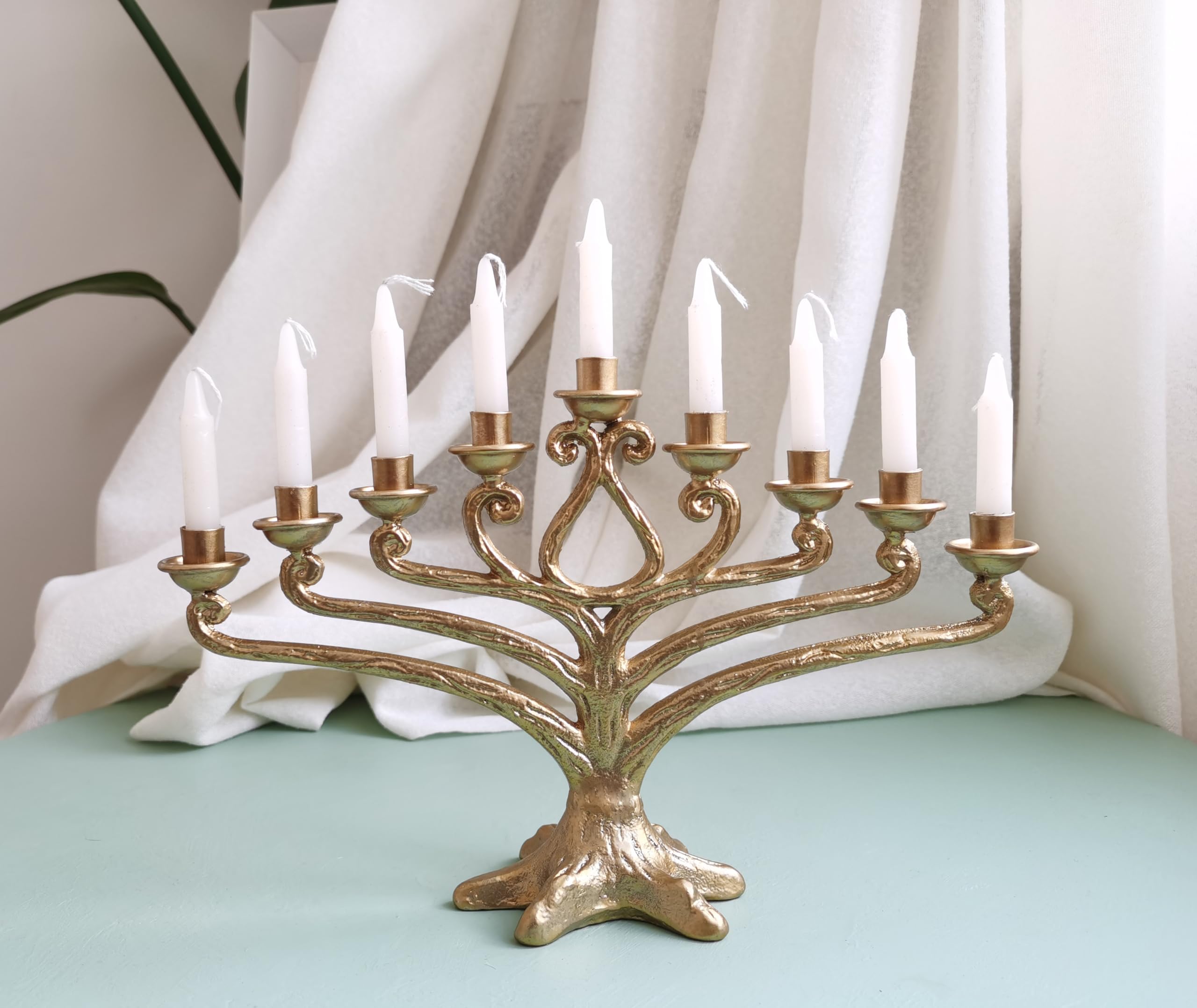 Tree of Life Menorah Candle Holder - 9 Branch Hanukkah Candle Holder for Jewish Holiday Decor - Perfect for Hanukkah Celebrations, Home Decor, and Gift Giving
