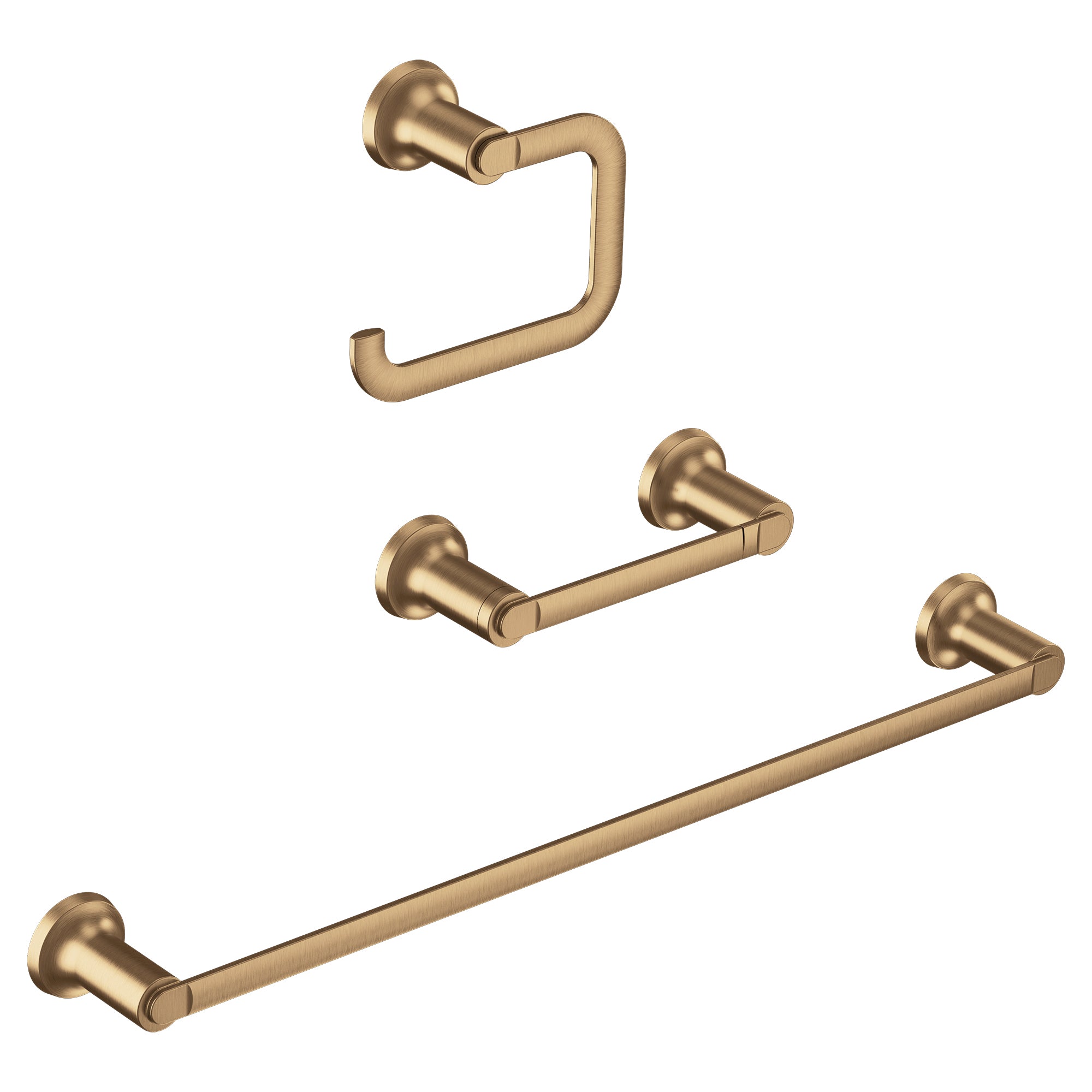 MOEN® Zyla™ Bronzed Gold 3-Piece Bathroom Hardware Kit - Shower, Towel Bar & Hook Set for Modern Bathroom Decor