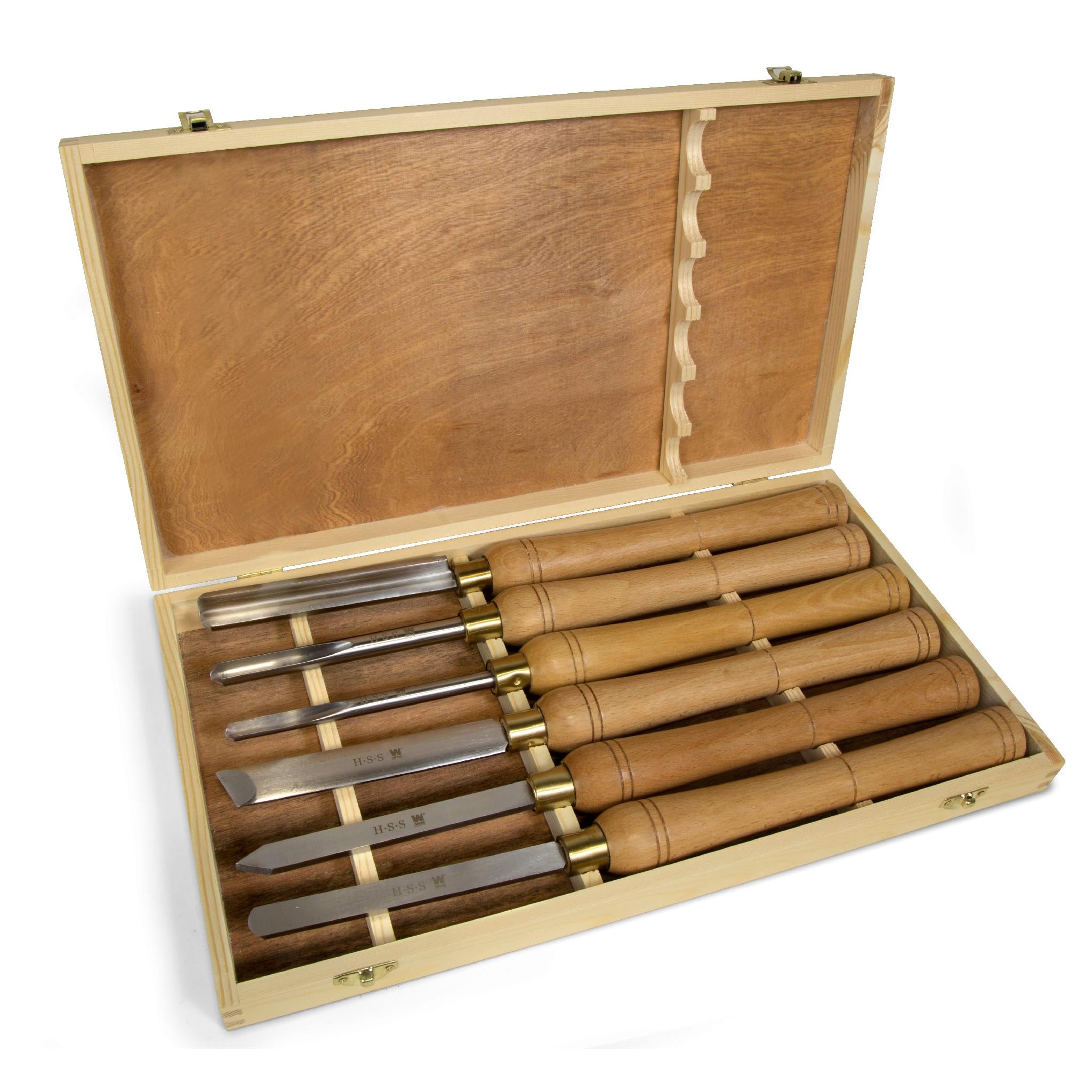 WEN CH10 6-Piece Premium Woodworking Chisel Set - 6-Inch High-Speed Steel Blades & 10-Inch English Beech Handles - Perfect for Fine Wood Carving, Furniture Making, and DIY Projects