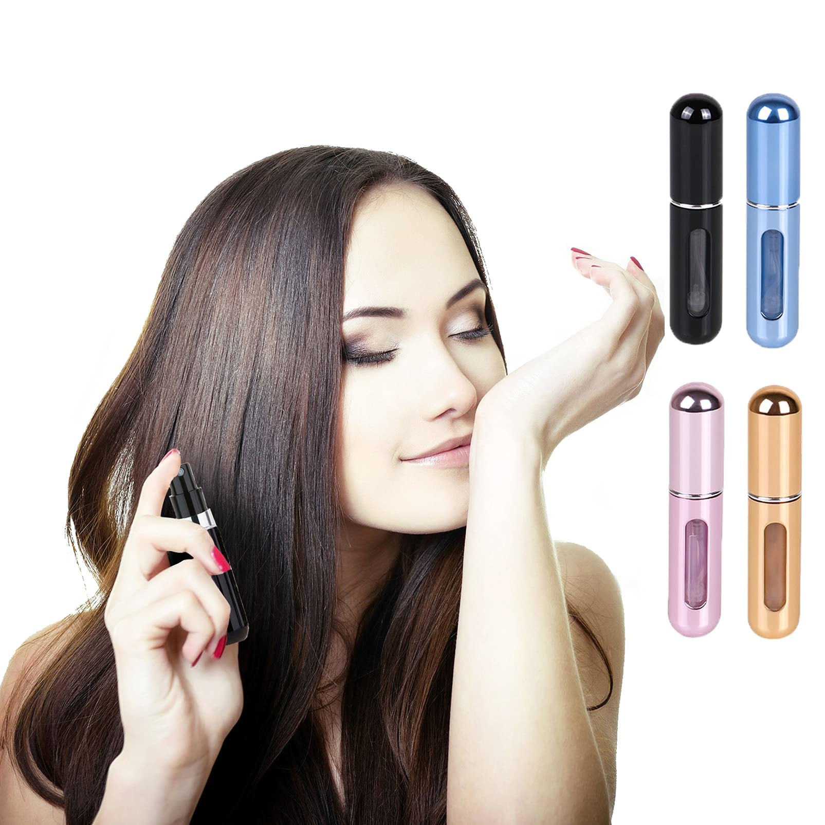 Portable Mini Refillable Perfume Atomizer - 5ml Empty Travel Spray Bottles (4 Pack) - Leak-Proof Scent Pump Case for On-The-Go Perfume Refills - Perfect for Travel, Gym, Office & Daily Touch-Ups