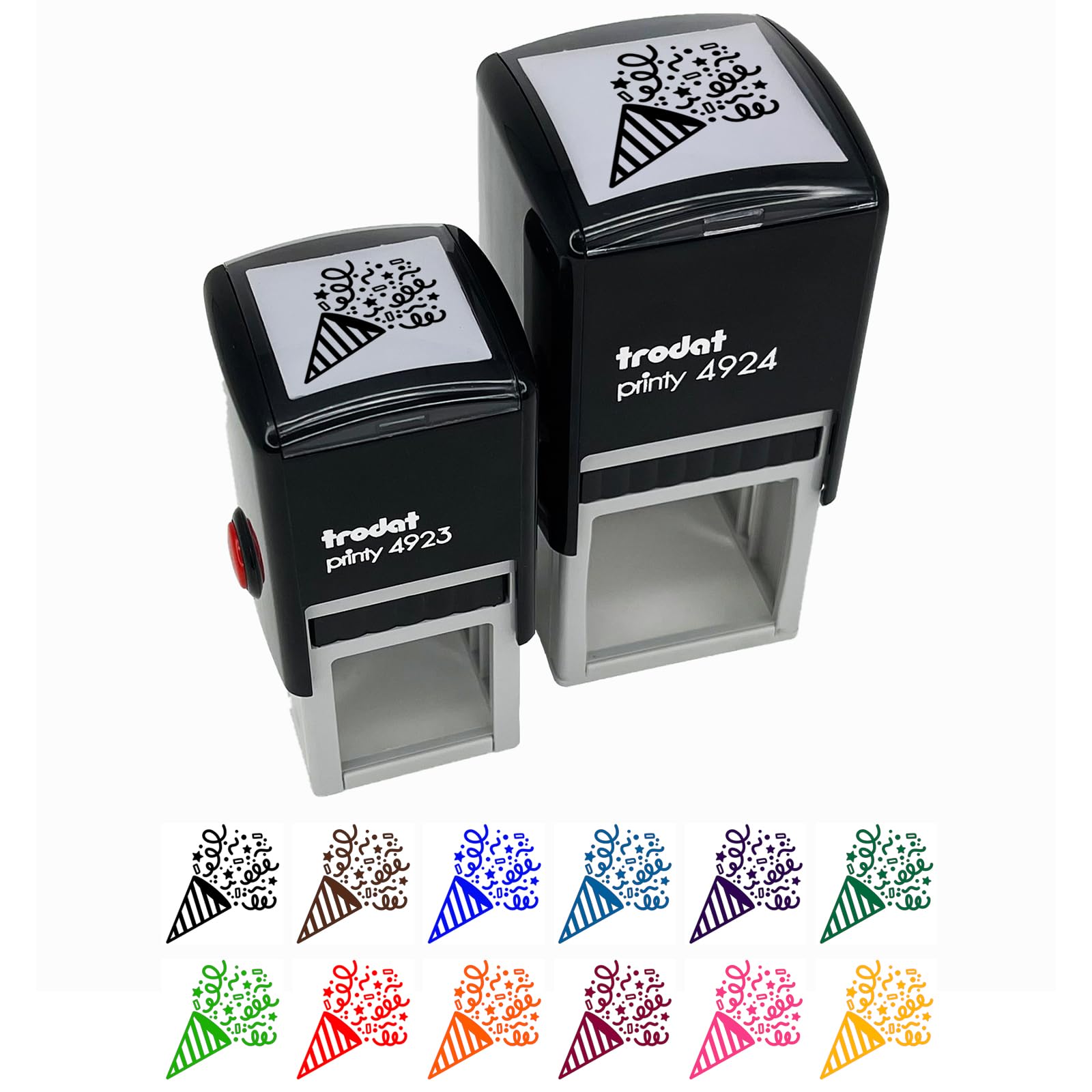 1 Inch Small Party Popper Confetti Stamp - Self-Inking Rubber Stamper with Red Ink for Birthday Celebrations & Events | Perfect for Invitations, Gift Wrapping & DIY Crafts