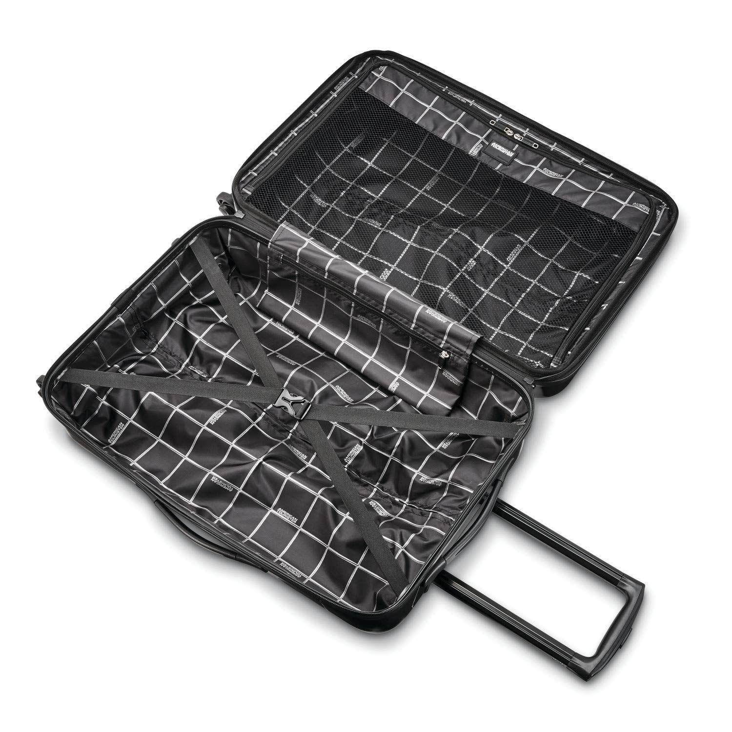 American Tourister Moonlight Expandable Hardside Luggage Set with 360° Spinner Wheels, 3-Piece (21/24/28 Inch) Black Marble - Perfect for Business Travel, Family Vacations & International Trips