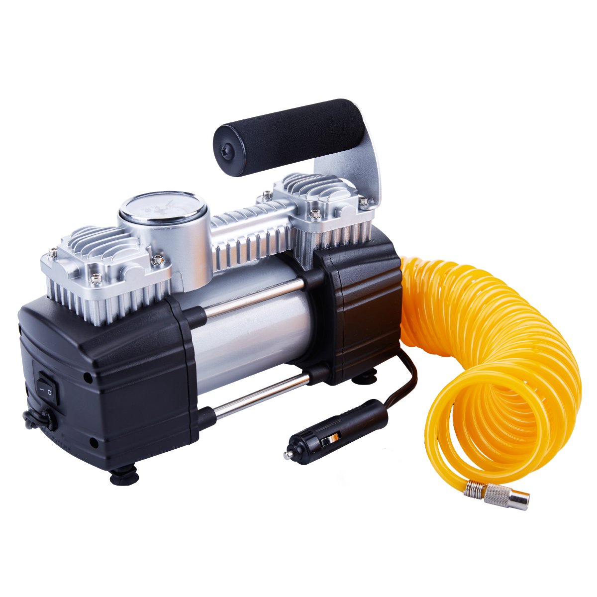 Portable 12V 150PSI Tire Inflator Air Compressor Pump for Car, SUV, Motorcycle, Bicycle - Digital Gauge, Twin Cylinder, 5M Hose & Battery Clamps - Emergency Roadside Assistance, Garage & Travel Use