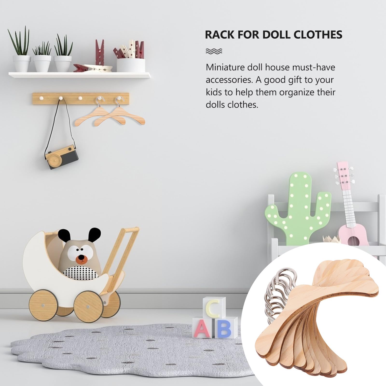 10pcs Mini Wooden Doll Clothes Hangers - 10cm Tiny Hangers for Dollhouse Wardrobe, Doll Closet Accessories - Perfect for Barbie, American Girl & DIY Doll Clothes Organization