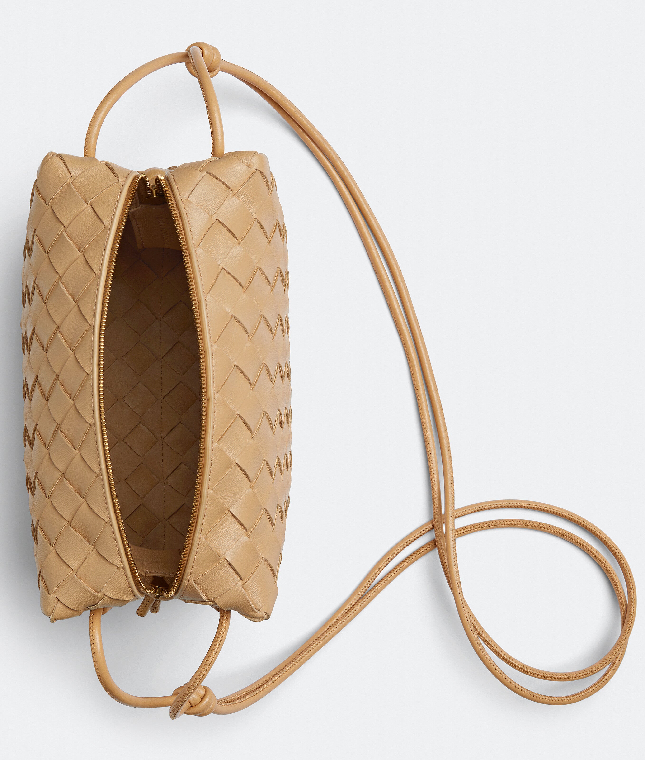 Premium Loop Small Nappa Leather Bag in Almond Color - Stylish & Durable Women's Crossbody Purse for Work, Travel & Everyday Use