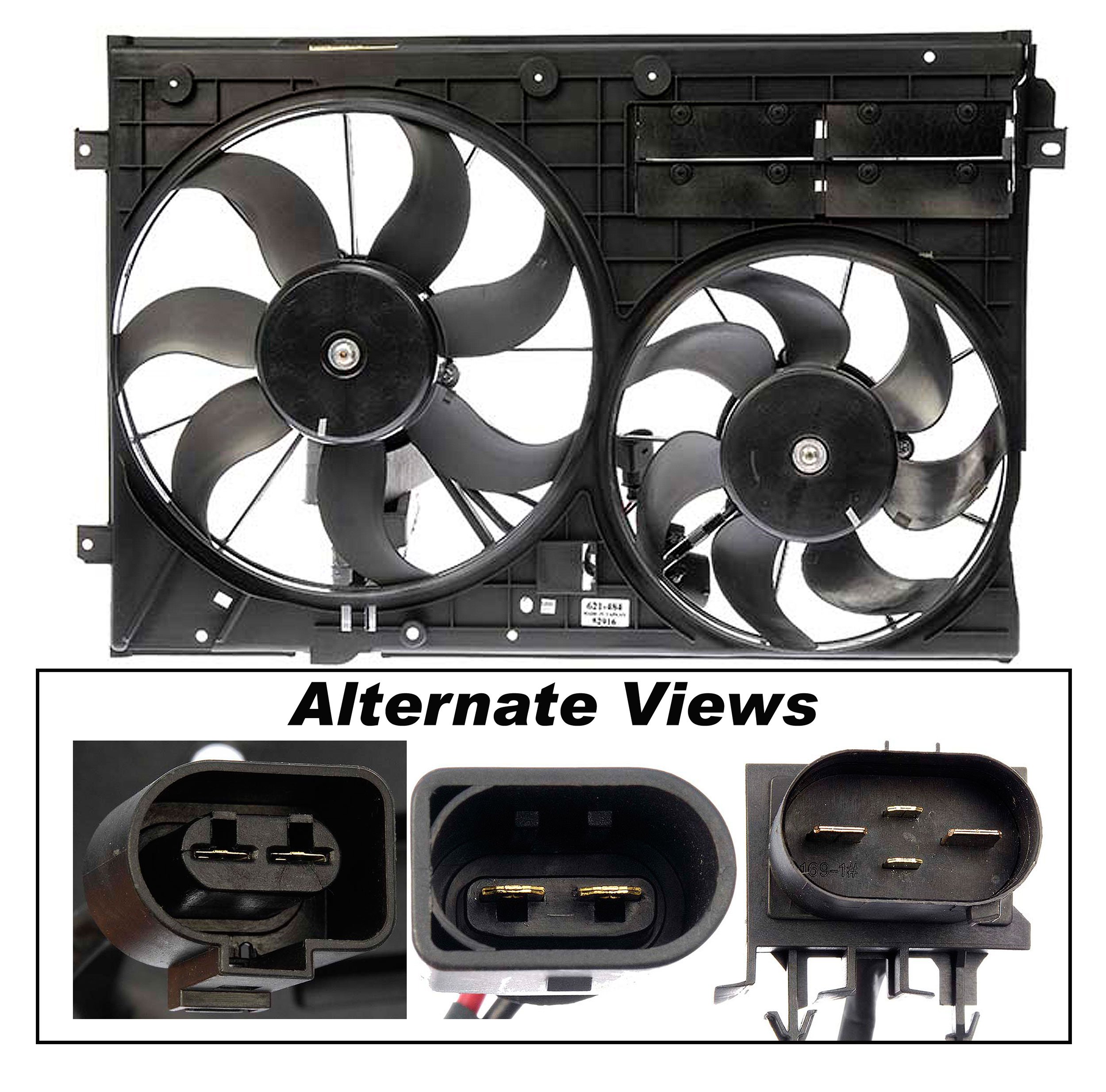 APDTY 731916 Dual Fan Assembly Without Controller - High Performance Cooling Replacement Part for Vehicles | Perfect for Engine Cooling & HVAC Systems