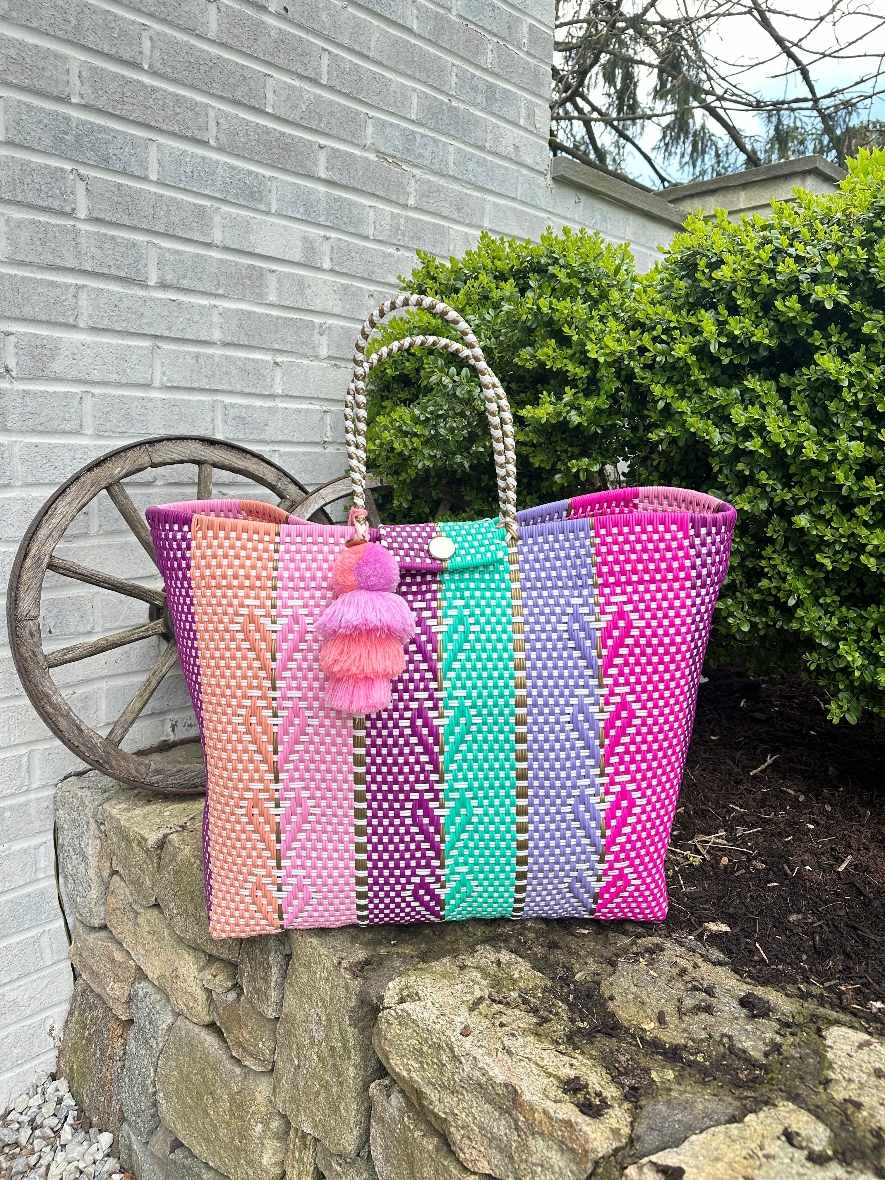 Stylish Multicolor Citron Heart Reflection Tote Bag - Perfect for Beach, Shopping & Everyday Use