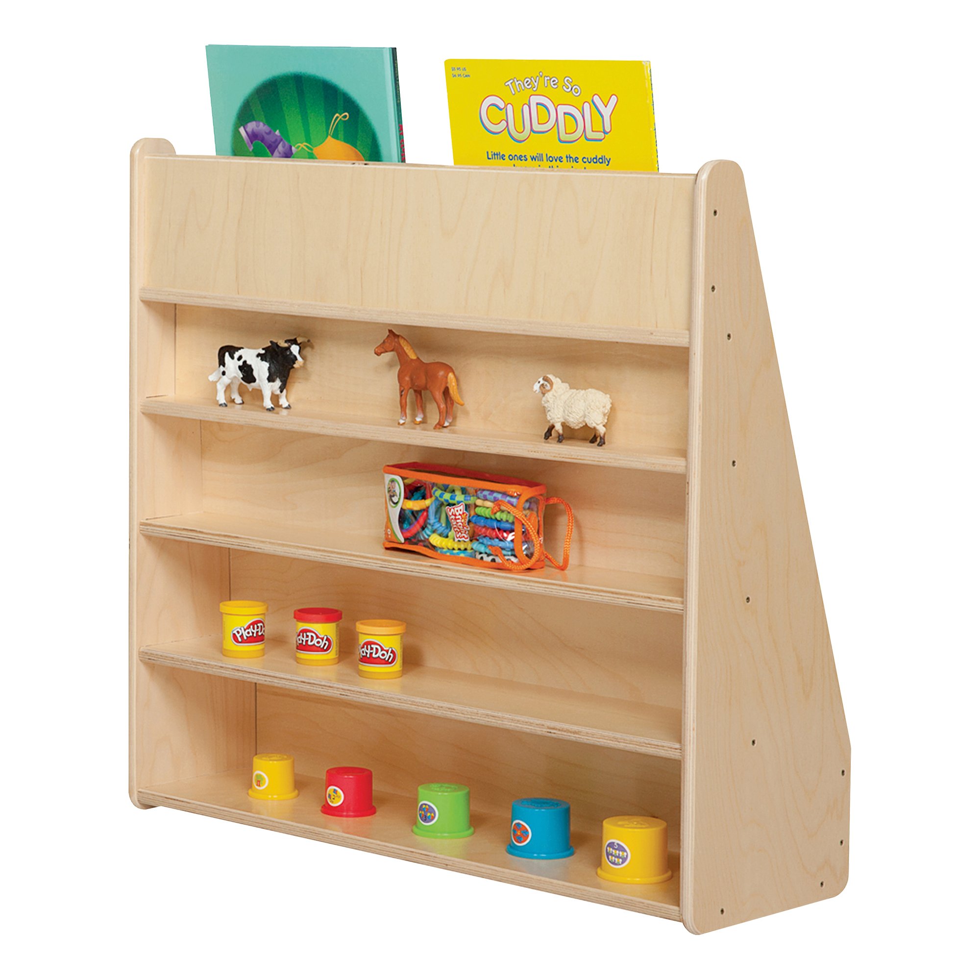 SPROGS Wooden Book Shelf Display SPG-355F - Natural Wood Book Organizer for Kids Room, Nursery & Classroom - Perfect for Storybooks, Toys & Decorative Storage