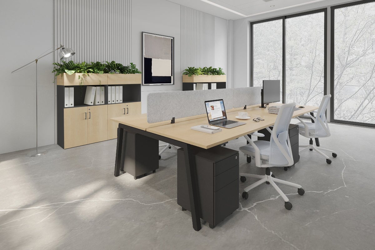Quadro 4-Person Office Workstation Desk - 1600L x 700W Dimensions - Perfect for Team Collaboration, Open Office Spaces & Shared Workstations