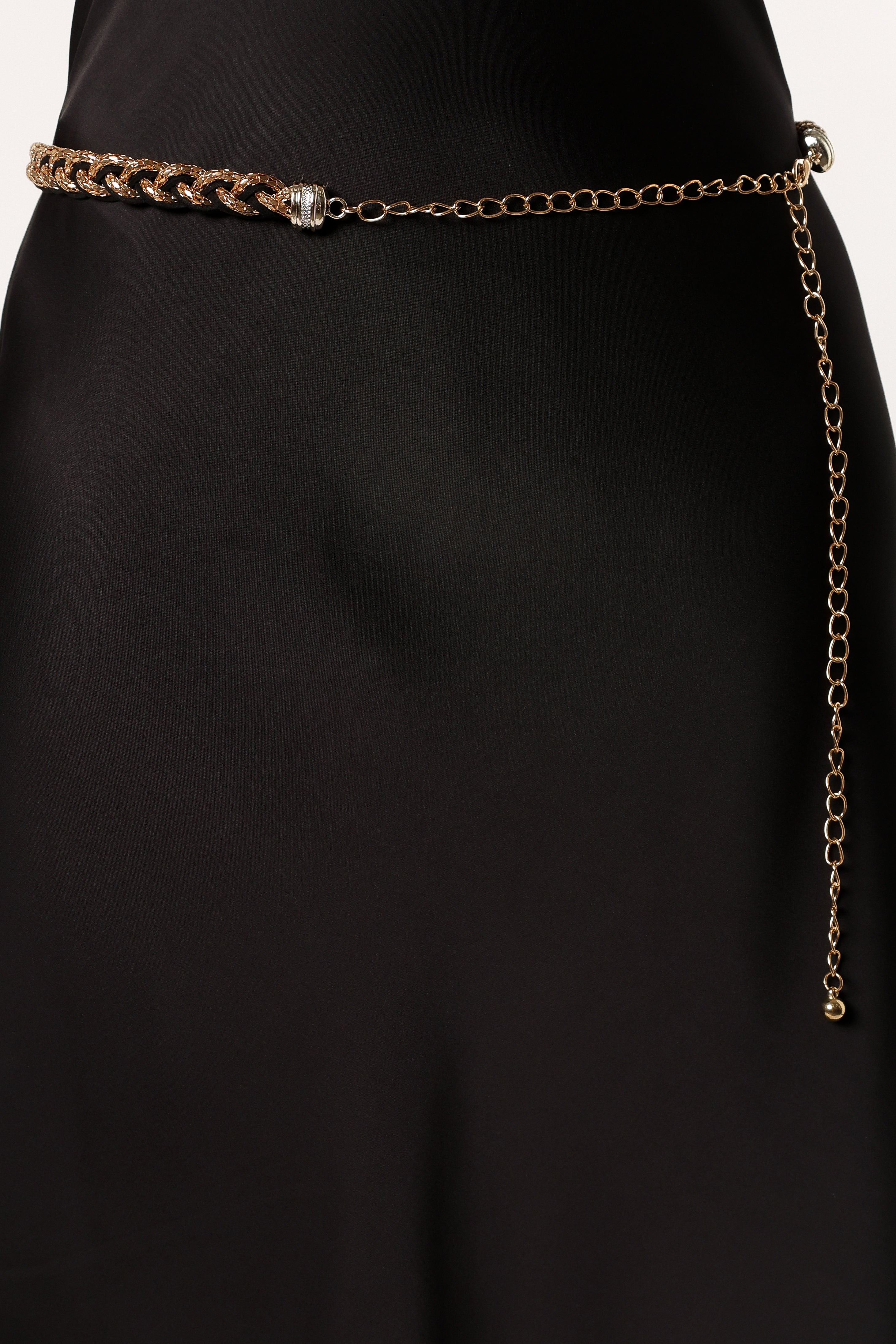 Harper Plaited Belt for Women - Gold and Black Braided Leather Strap - Perfect for Casual Outfits, Office Wear & Special Occasions
