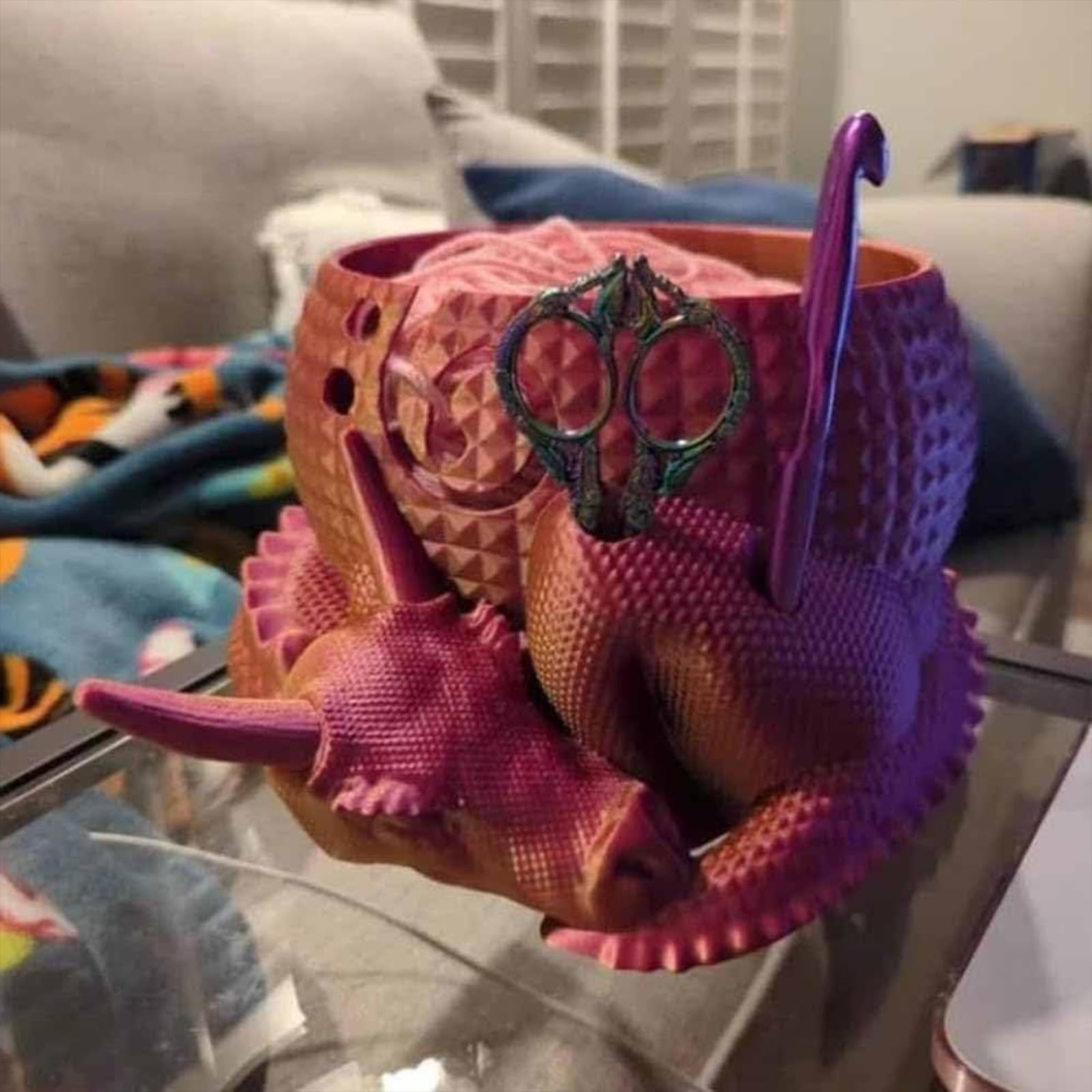 Fantasy Dragon & Egg Yarn Bowl - Large Crochet Knitting Yarn Storage Organizer with Dragon Design - Perfect for Yarn Crafting, Knitting Projects & Crocheting at Home
