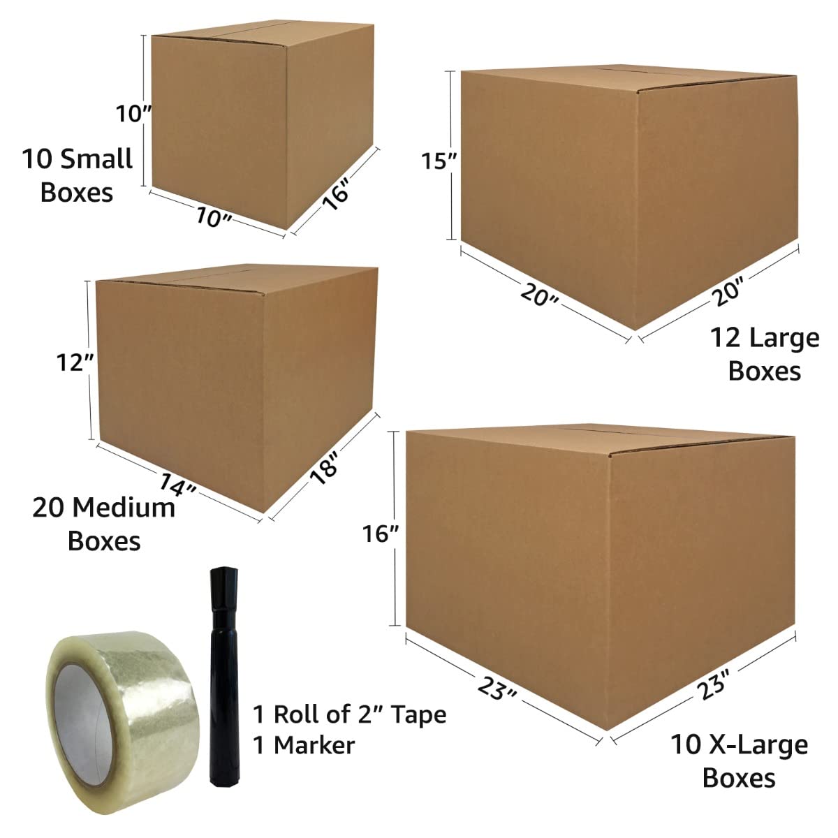 5 Room Economy Moving Kit with 67 Boxes & Packing Supplies - Perfect for Home Relocation, Office Move & Storage Organization