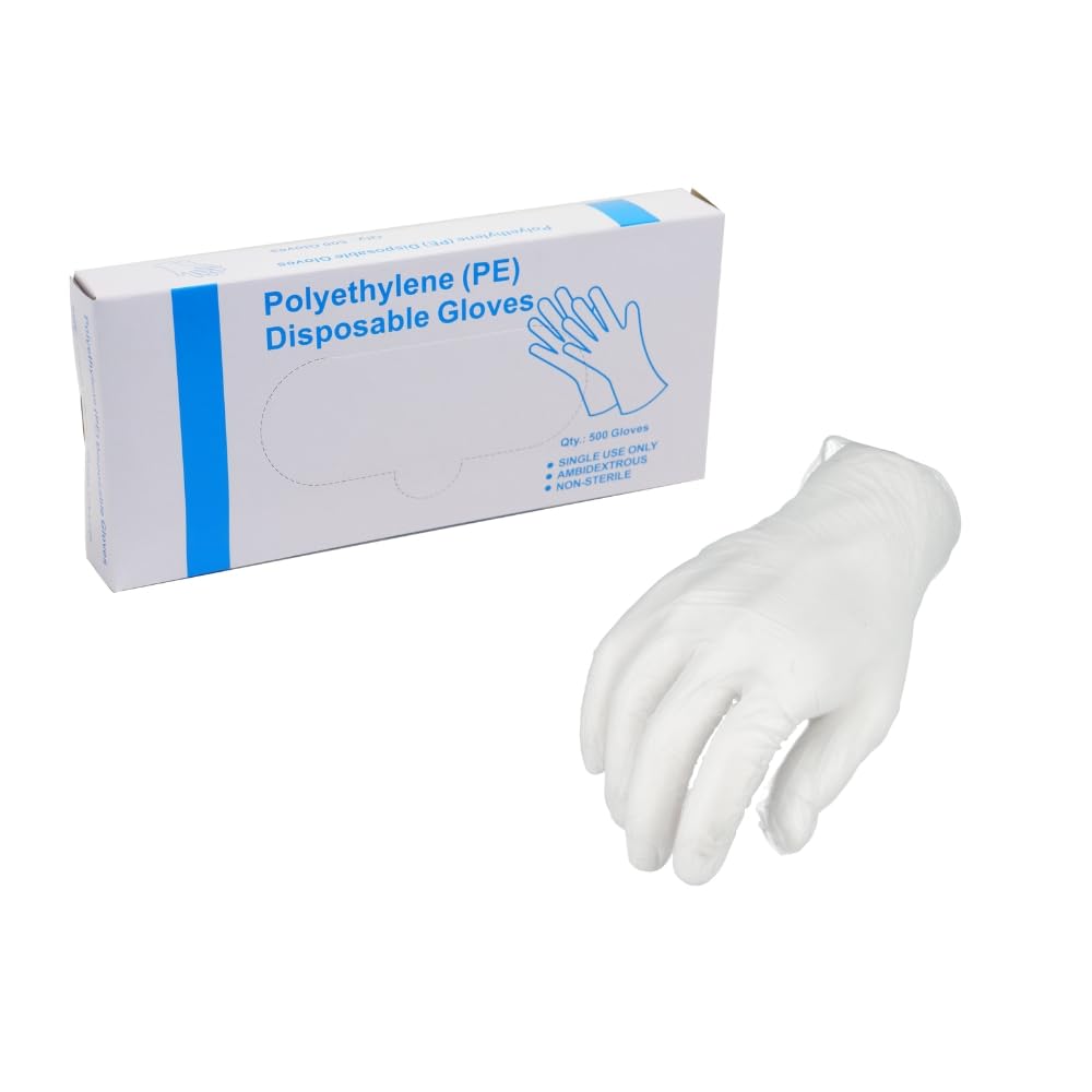 Premium Food Grade Disposable Gloves - 10000 Pack Polyethylene Kitchen Gloves, Medium Size 1.5 mil - Ideal for Food Prep, Cooking, Baking & Commercial Use