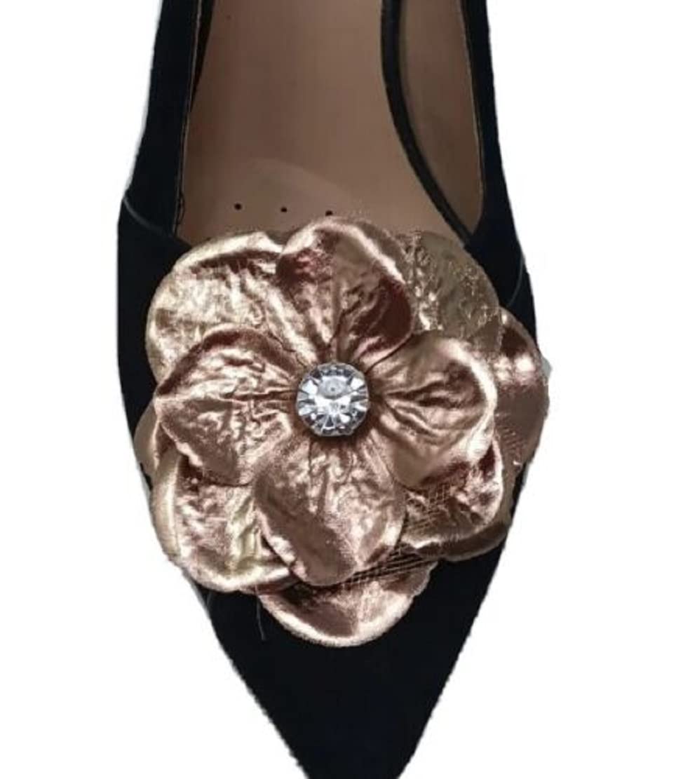 Elegant Bronze Flower Shoe Clips for Women - 2 Pack Shoe Accessories for Weddings, Parties & Special Occasions
