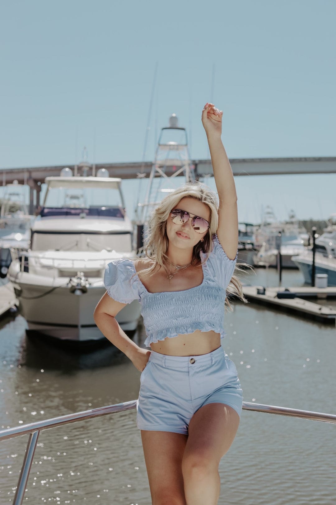 Baby Blue High Waist Shorts for Women - Comfortable Summer Shorts with Stretchy Waistband | Perfect for Beach, Gym, and Casual Outfits