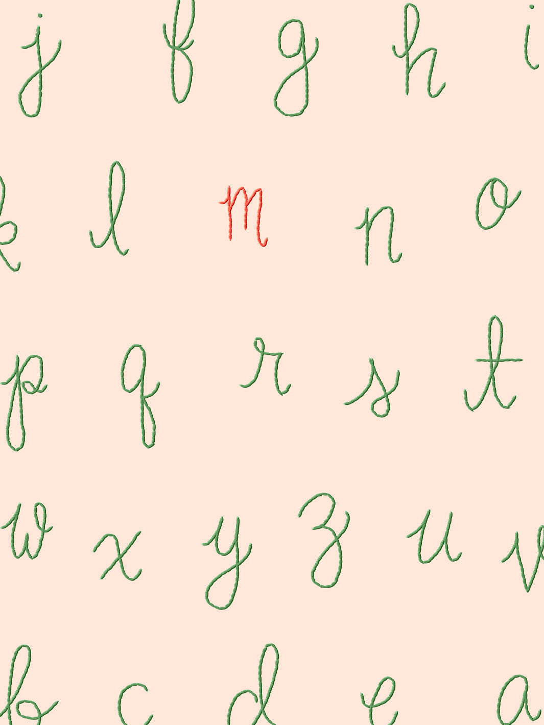LF Alphabet Wallpaper - Peach with Persimmon Accent Letters | Lingua Franca Decorative Wallpaper for Nursery, Kids Room & Home Decor