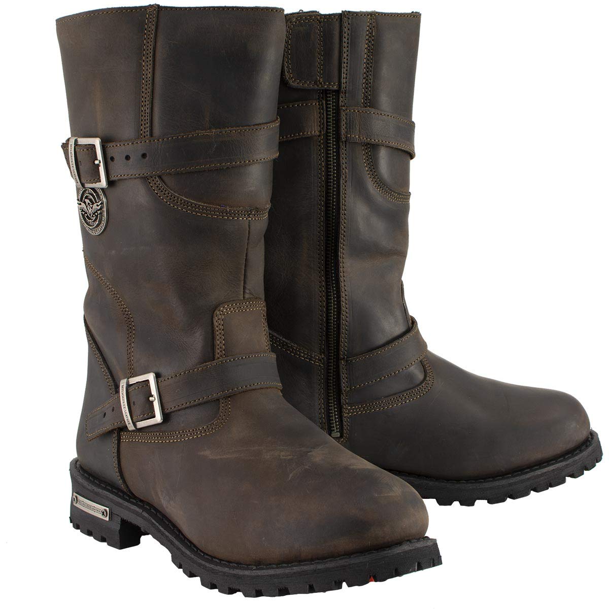 **Milwaukee Leather Men's Classic Distressed Brown Leather Motorcycle Engineer Boots MBM9063-15 – Durable Riding Boots for Bikers, Cruisers & Motorcycle Enthusiasts**