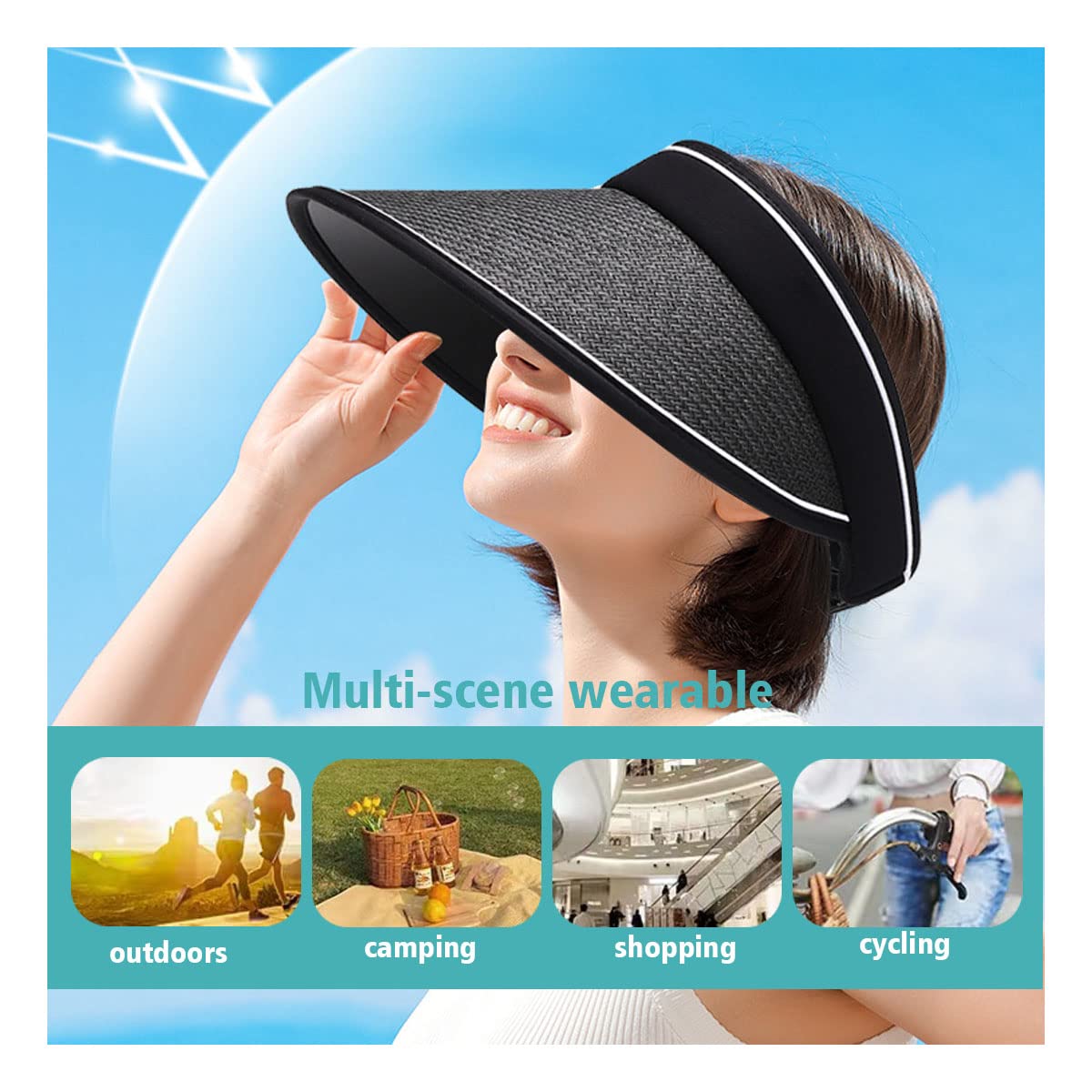 Miekeits Women's Wide Brim Sun Visor Hat - Adjustable Summer Beach Cap for Golf, Tennis & Outdoor Sports | UV Protection Sun Hat for Women's Active Lifestyle