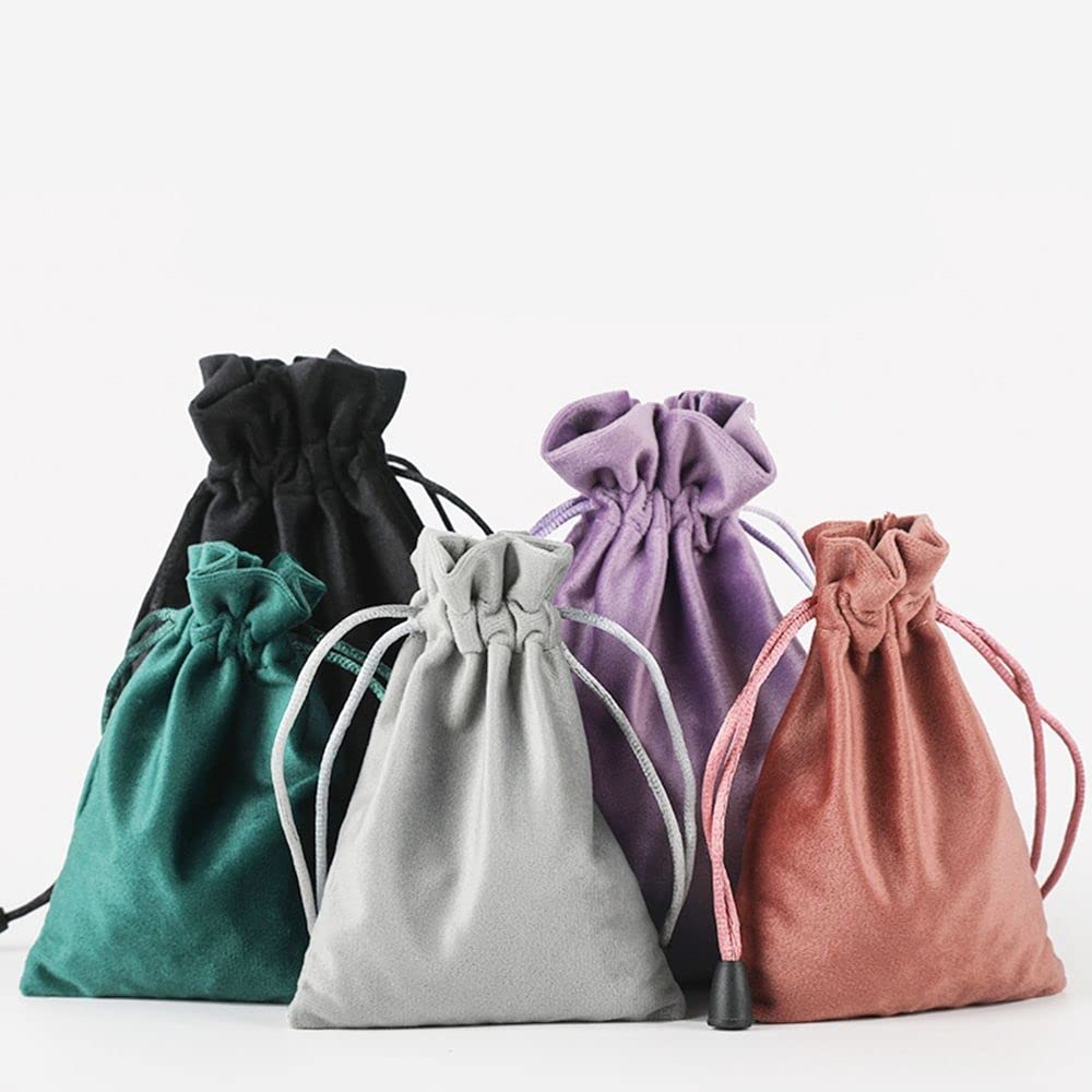 Luxury Velvet Drawstring Jewelry Bags - Soft Green Pouches for Jewelry Storage, Gift Wrapping, Candy Favors (8x10cm) - Perfect for Christmas Parties, Wedding Favors & Special Occasions